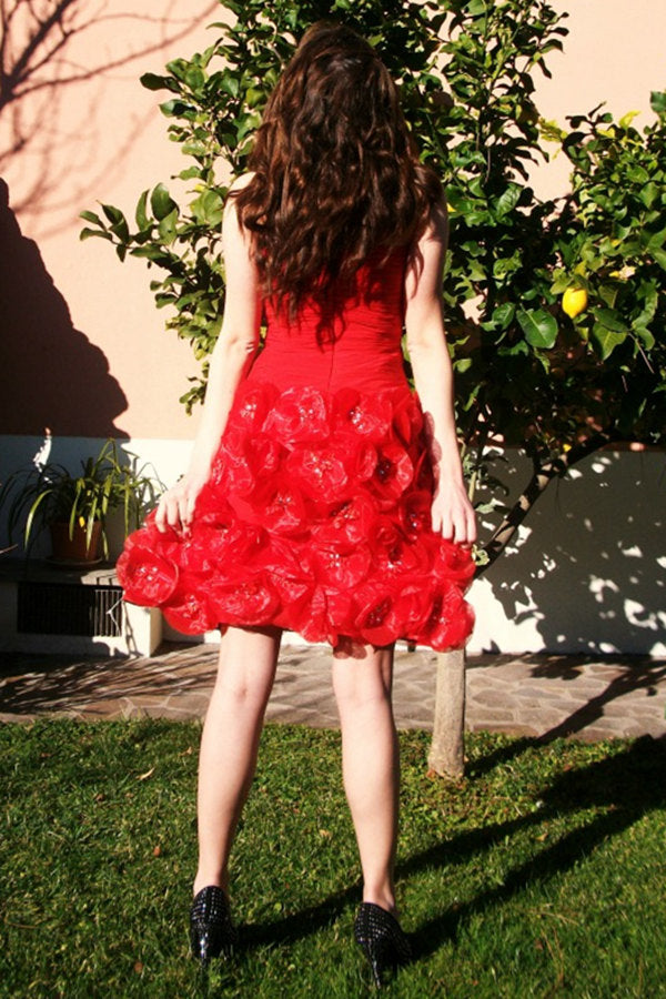 Sweetheart Neckline A-Line Knee-Length Tulle Beaded Homecoming Dress for Prom, Party, and Special Occasions