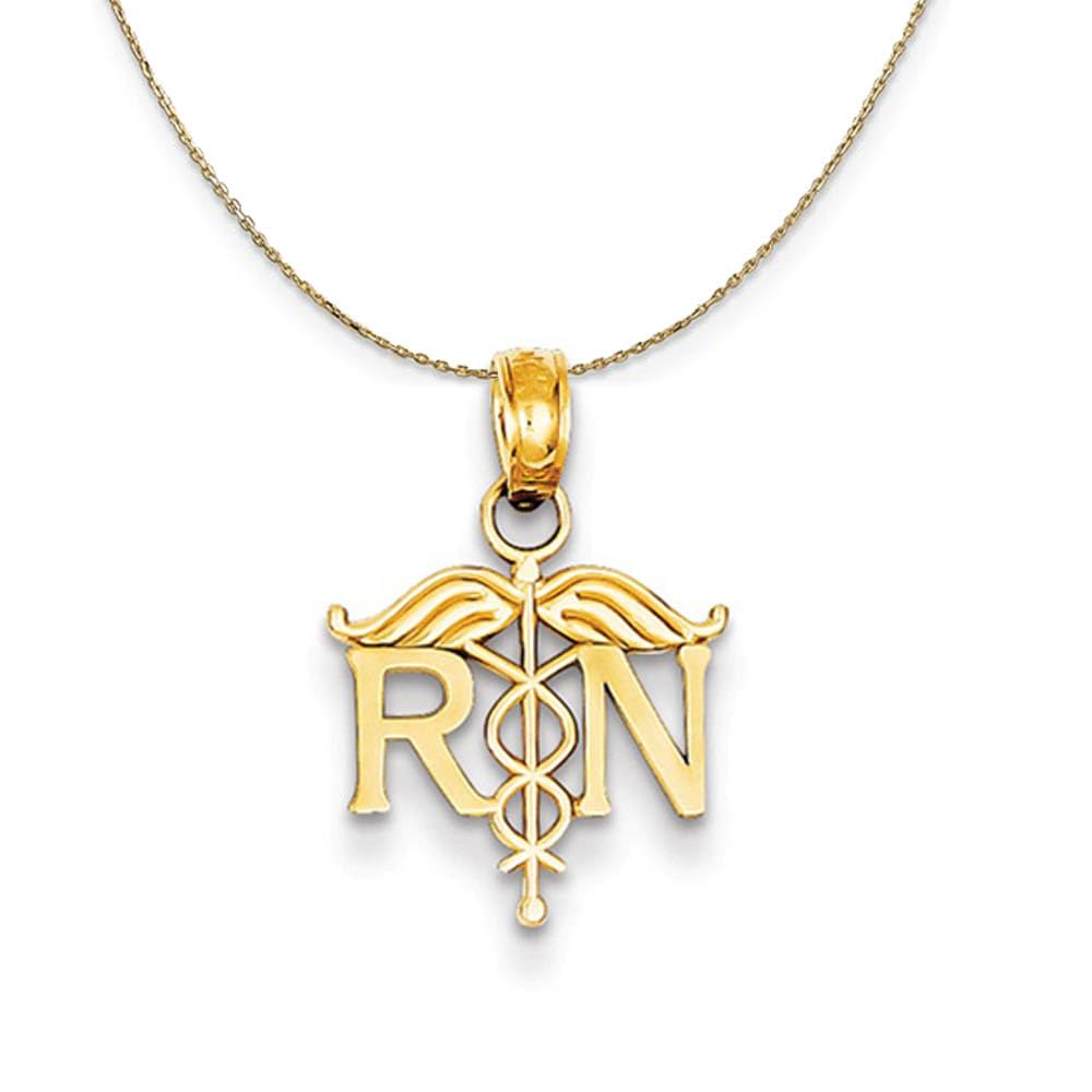 14k Yellow Gold Nurse Necklace - Perfect Gift for RN Graduation