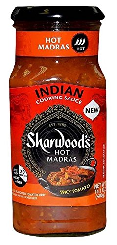 Sharwood's Hot Madras Indian Cooking Sauce 14.1 oz - Authentic Spicy Curry Paste for Chicken, Lamb & Vegetables - Perfect for Home Cooking & Meal Prep