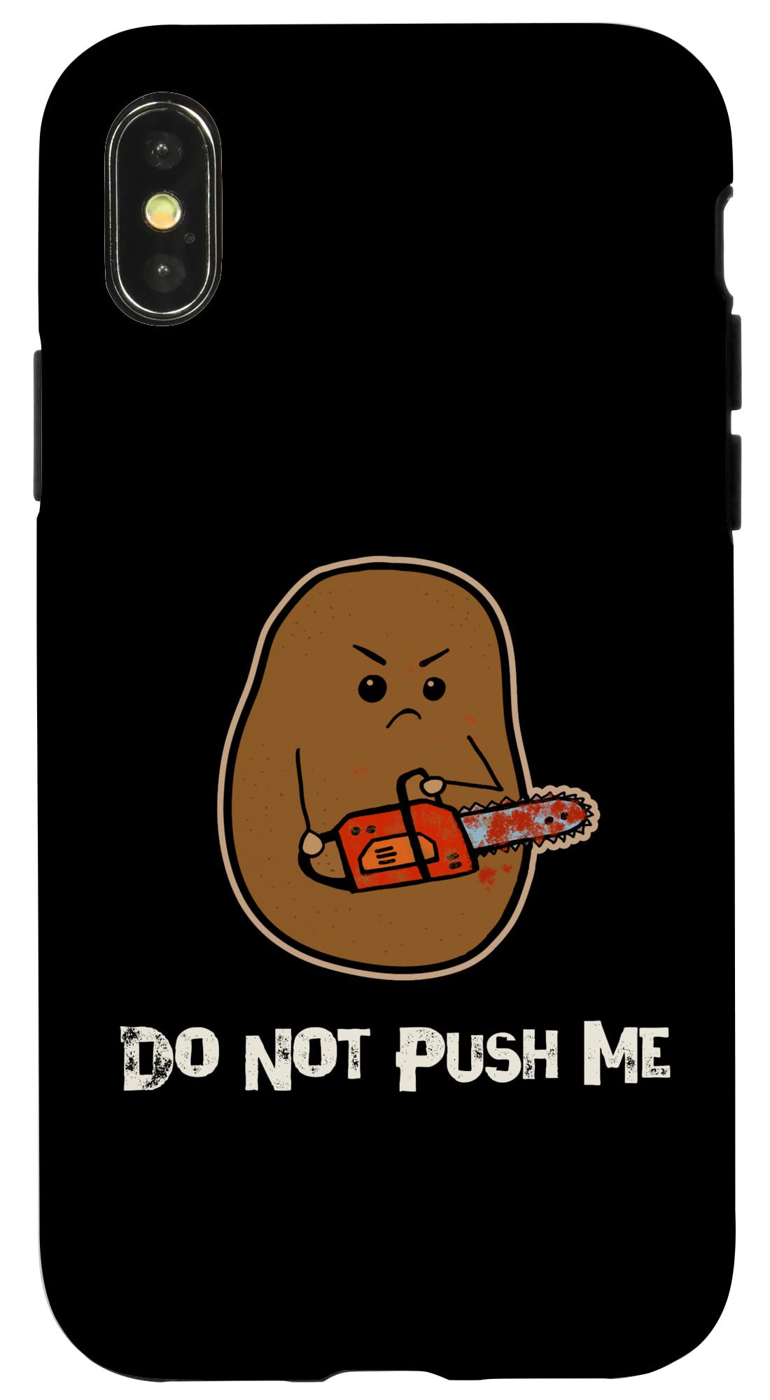 Funny Horror Potato Chainsaw iPhone X/XS Case - Anti-Social Angry Potato Design Protective Cover for iPhone X/XS - Perfect for Halloween, Cosplay & Unique Style Lovers