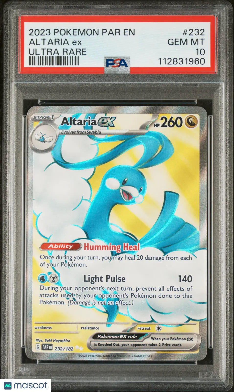 2023 Pokemon Paradox Rift Altaria EX Ultra Rare PSA 10 232/182 - Graded Trading Card for Collectors & Competitive Play