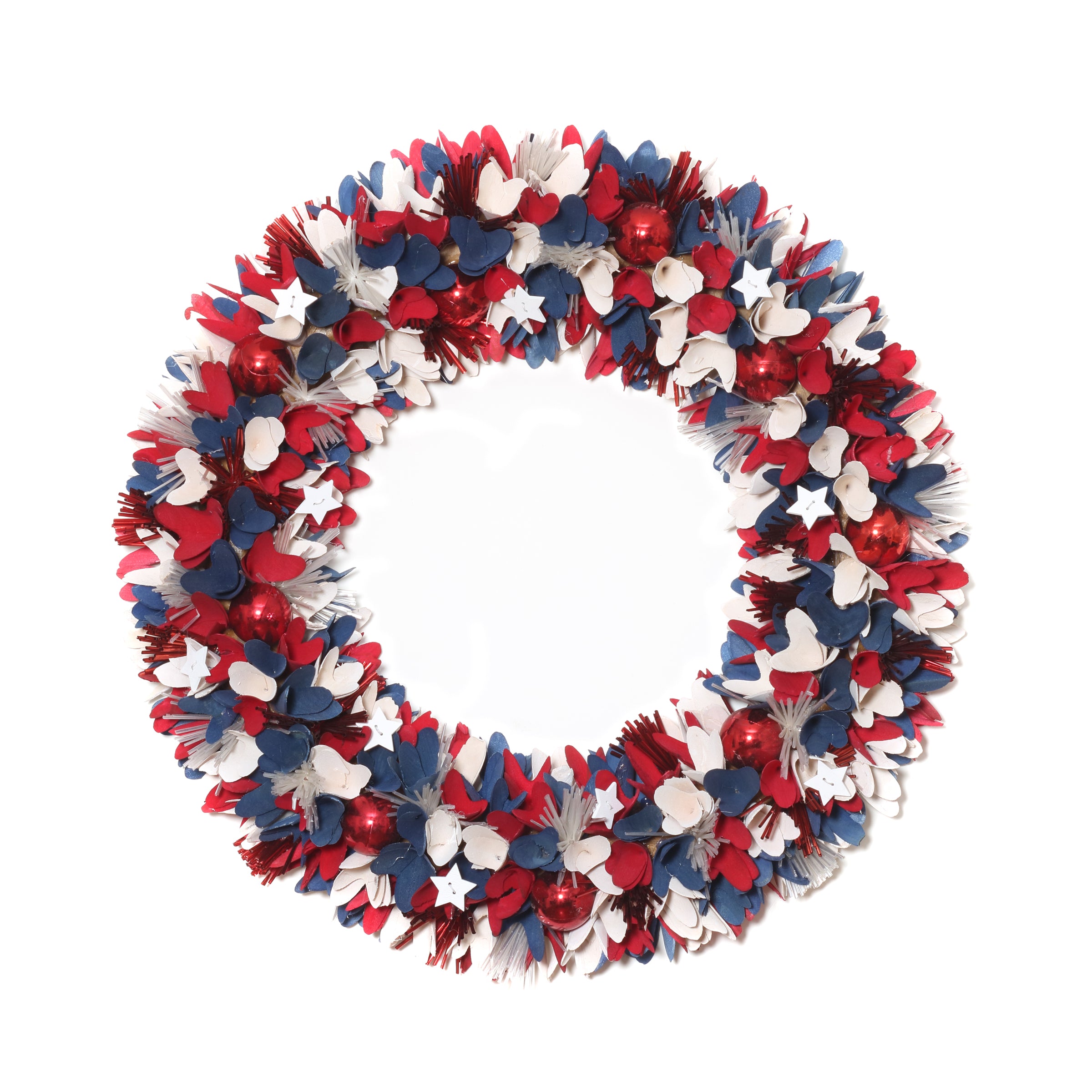 21 Inch Patriotic Wreath with Red White and Blue Flowers - American Flag Decor for Front Door, Memorial Day & 4th of July Celebrations
