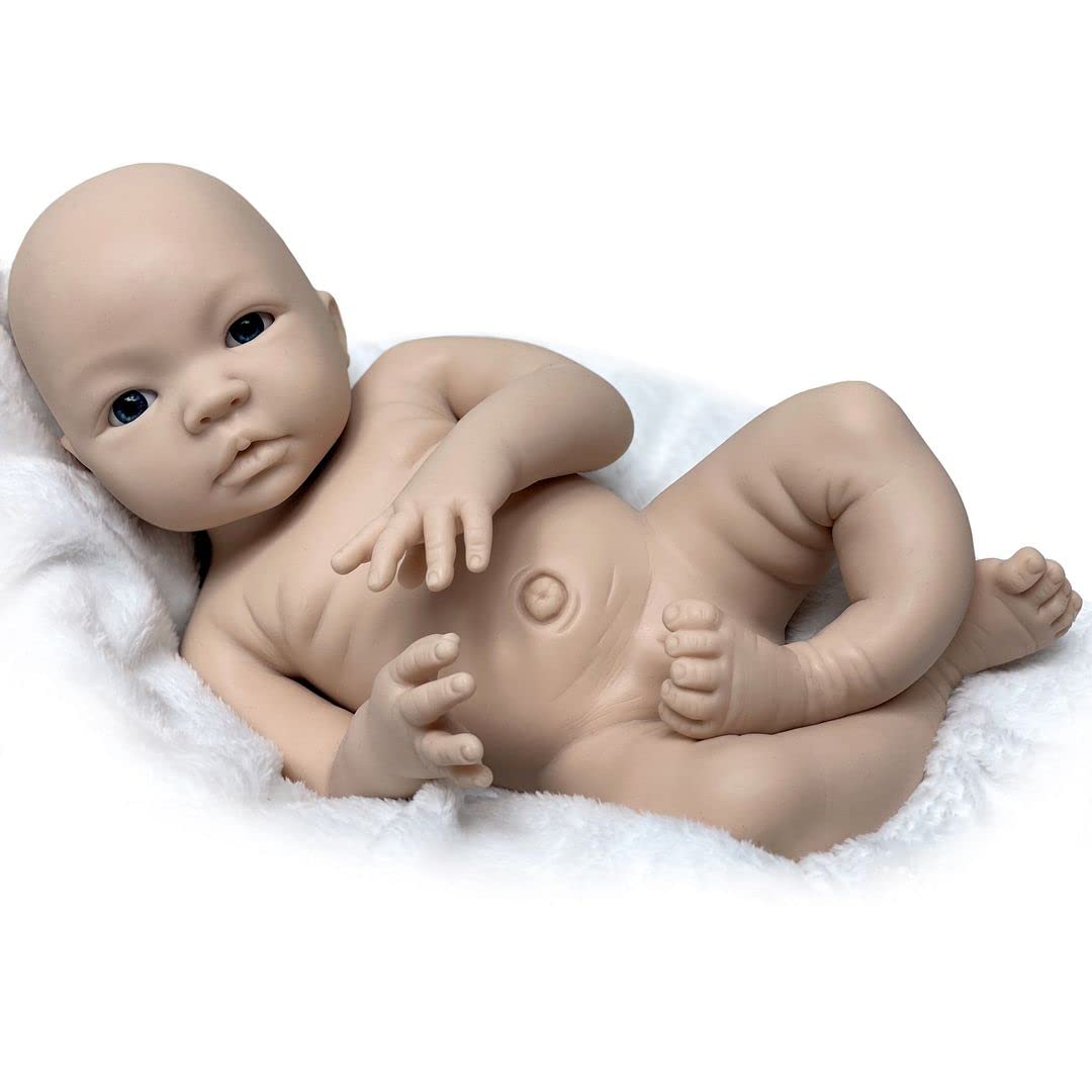 ACESTAR 18 Inch Reborn Baby Doll Kit - Unpainted Full Body Solid Platinum Silicone Doll for Artists & Collectors - Realistic Open Eyes for Painting (Model #U1802) - Perfect for DIY Art Projects, Gift Giving & Doll Collecting