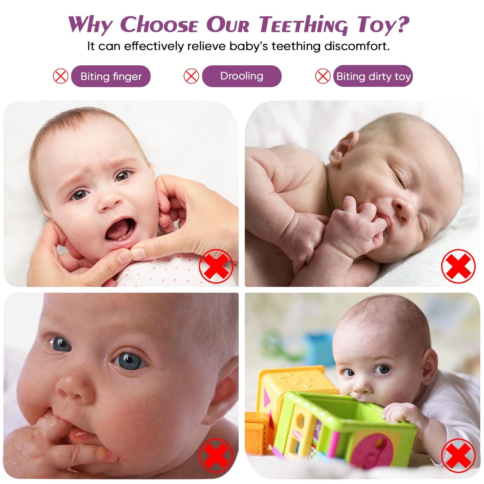 2 Pack Baby Teething Toys for 3-12 Months - BPA-Free Infant Teether for Boys & Girls | Soothing Gum Relief for Teething Babies | Perfect for Home, Travel & Daycare Use