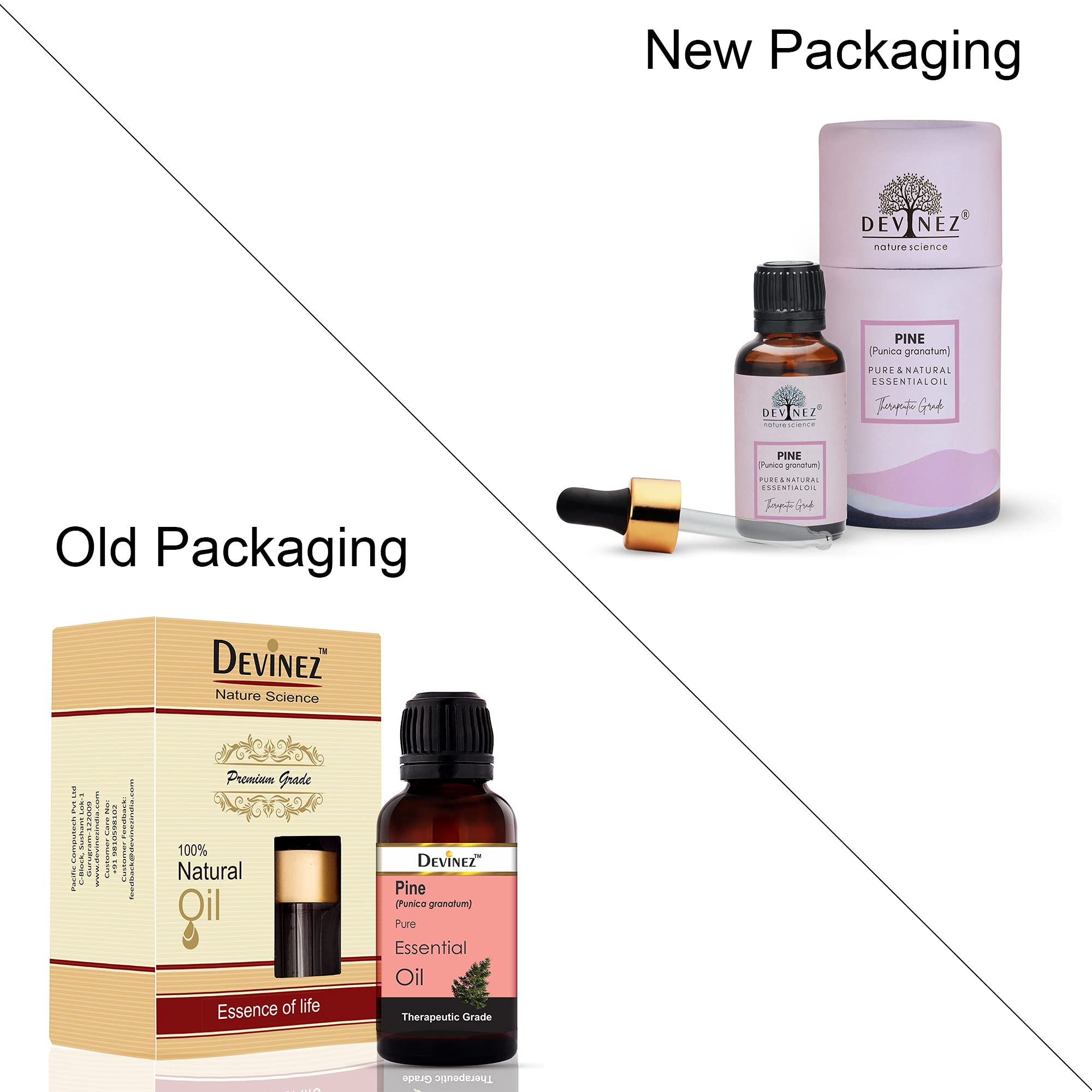 Devinez 100% Pure Natural Pine Essential Oil - 10ml, Undiluted & Organic for Aromatherapy, Reed Diffusers, Massage - Amber Glass Bottle - Perfect for Relaxation, Stress Relief & Home Fragrance
