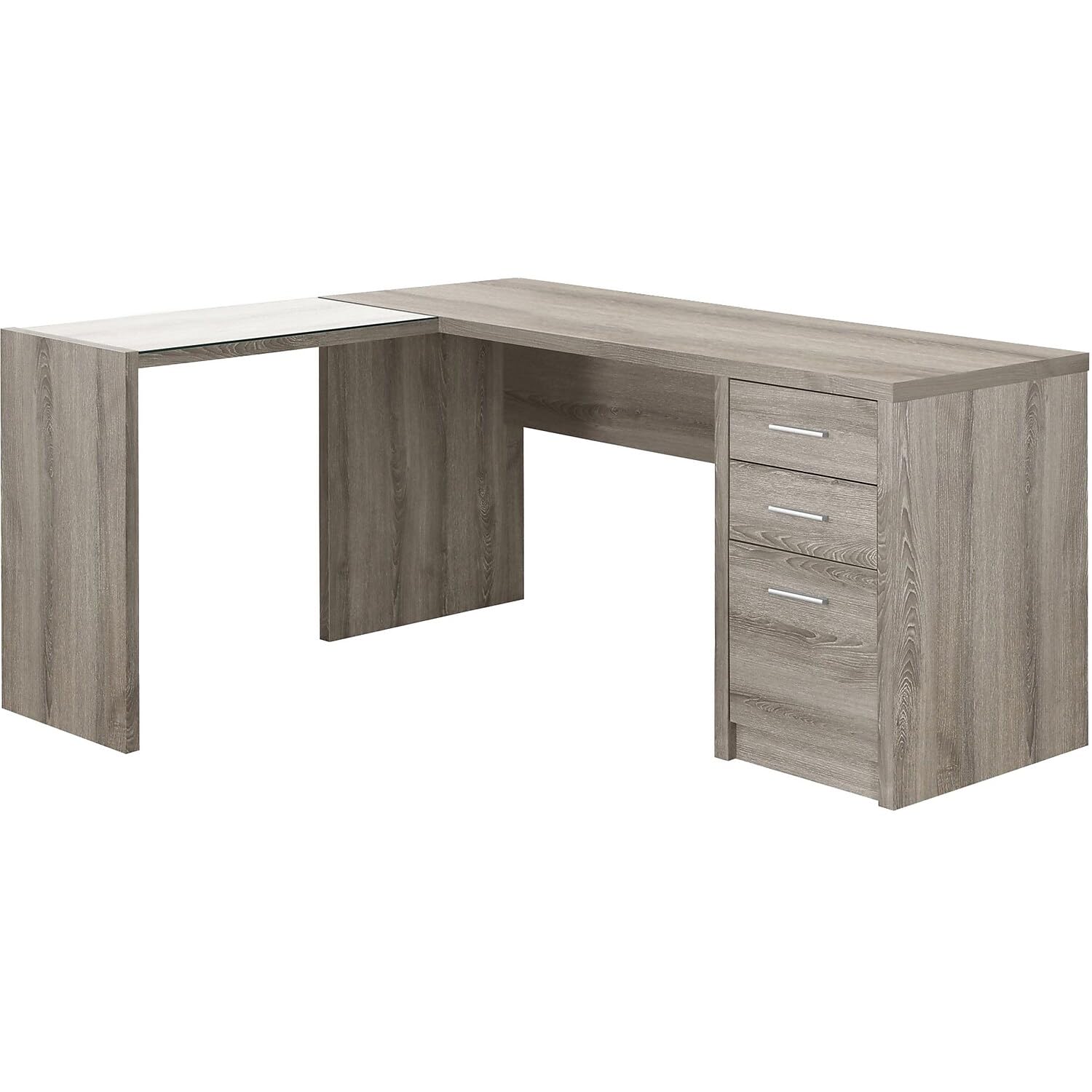 Monarch Specialties Dark Taupe Corner Computer Desk with Tempered Glass - 60
