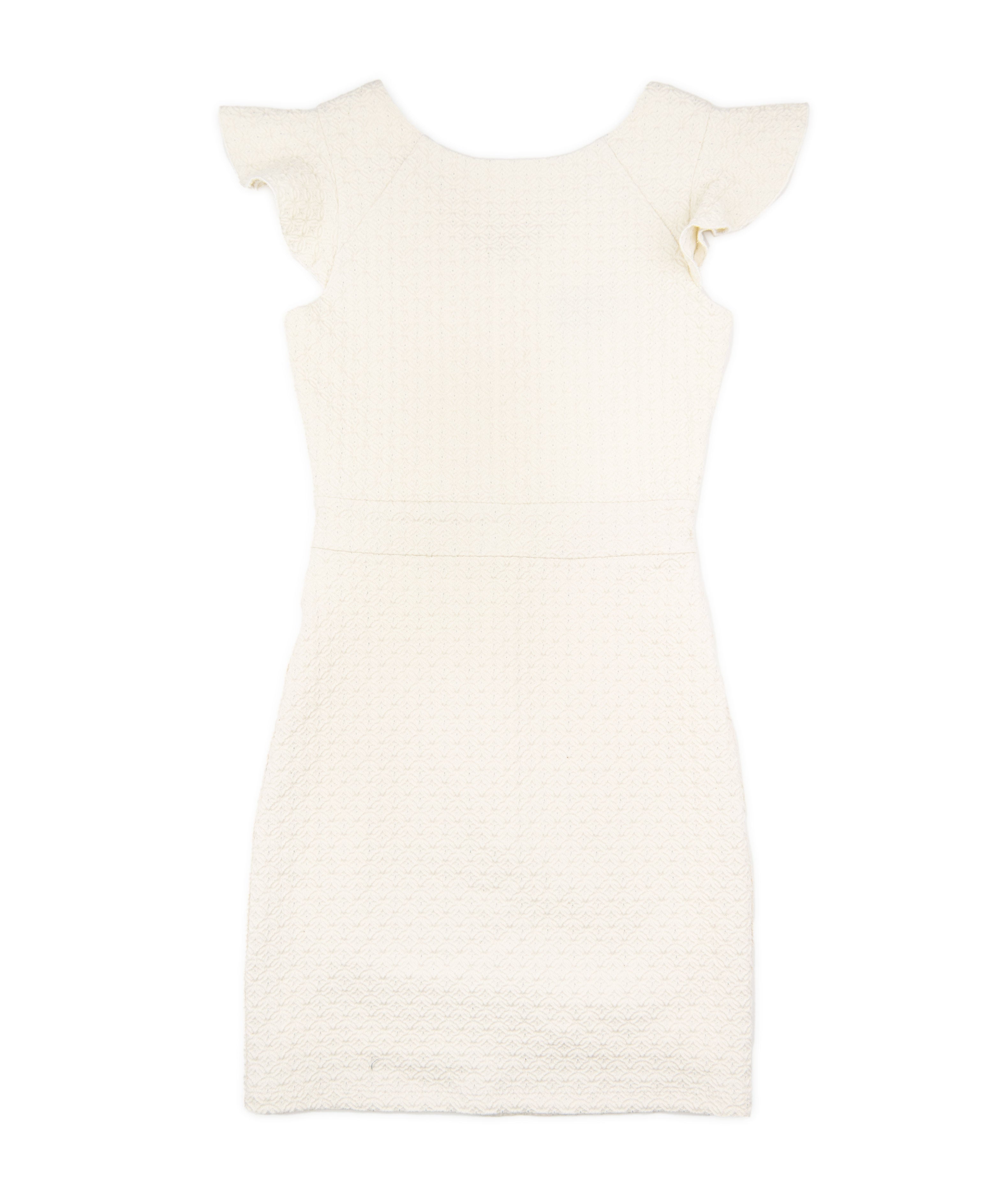 Debra Girls Milly Ivory Silver Fleck Flutter Sleeve Sheath Dress - Elegant Party & Cocktail Attire for Women