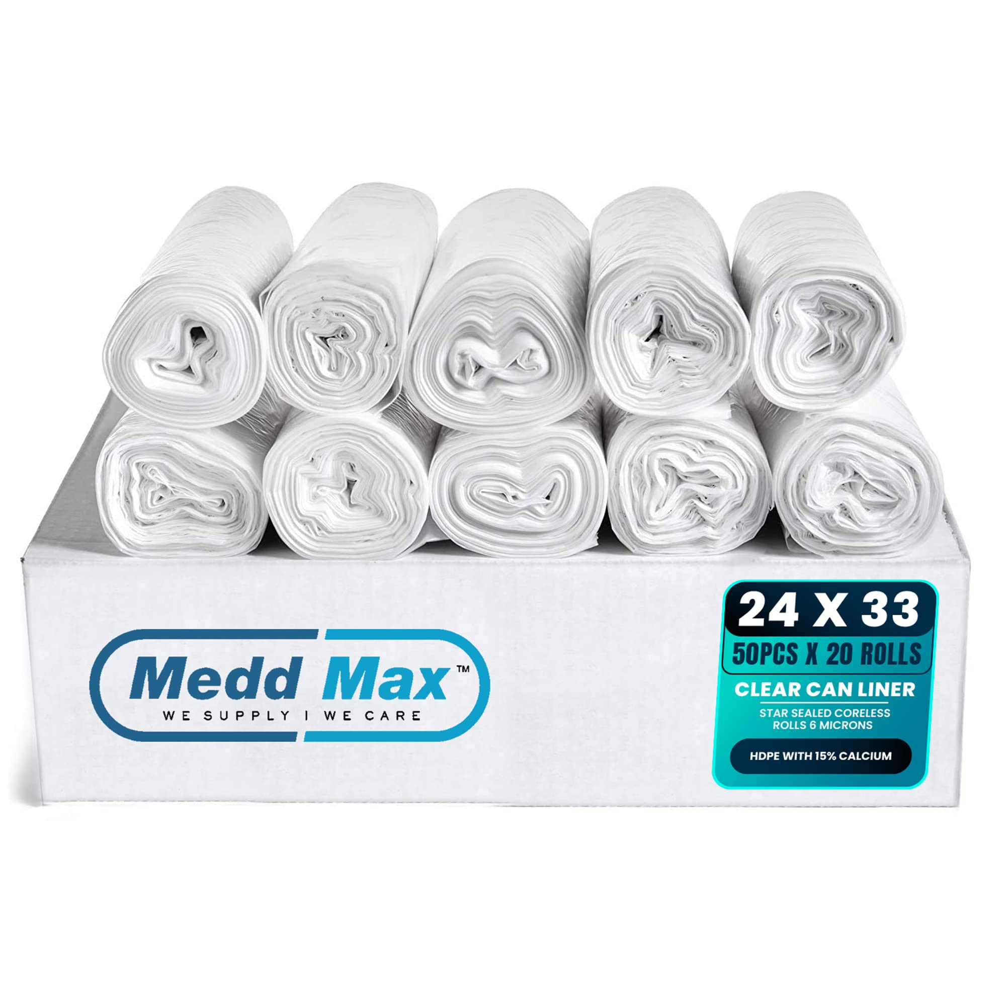 **Medd Max Clear Trash Can Liners - 24