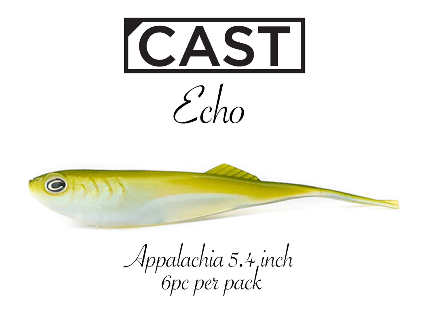 CAST Echo Soft Plastics - Premium Fishing Lures for Bass, Trout & Walleye | Slow Sinking Bait for Freshwater & Saltwater Fishing | Ideal for Kayak, Shore & Boat Anglers