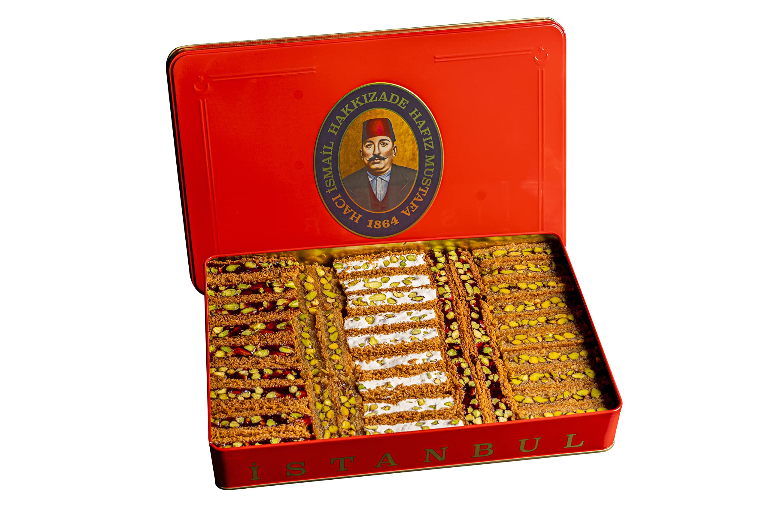 Hafiz Mustafa 1864 Istanbul Turkish Delight & Ottoman Kadaifi Dessert Box - Pistachio, Pomegranate & Milk Flavored Turkish Sweets Gift Set | Perfect for Birthday, Christmas & Holiday Gifting | Gourmet Snacks for Parties, Tea Time & Special Occasions