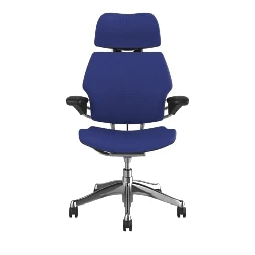 Humanscale Freedom Ergonomic Office Chair with Headrest - Adjustable Height & Duron Arms - Carpet-Friendly Wheels - Polished Aluminum Frame & Thalo Corde 4 Fabric - Perfect for Home Office & Corporate Workspaces