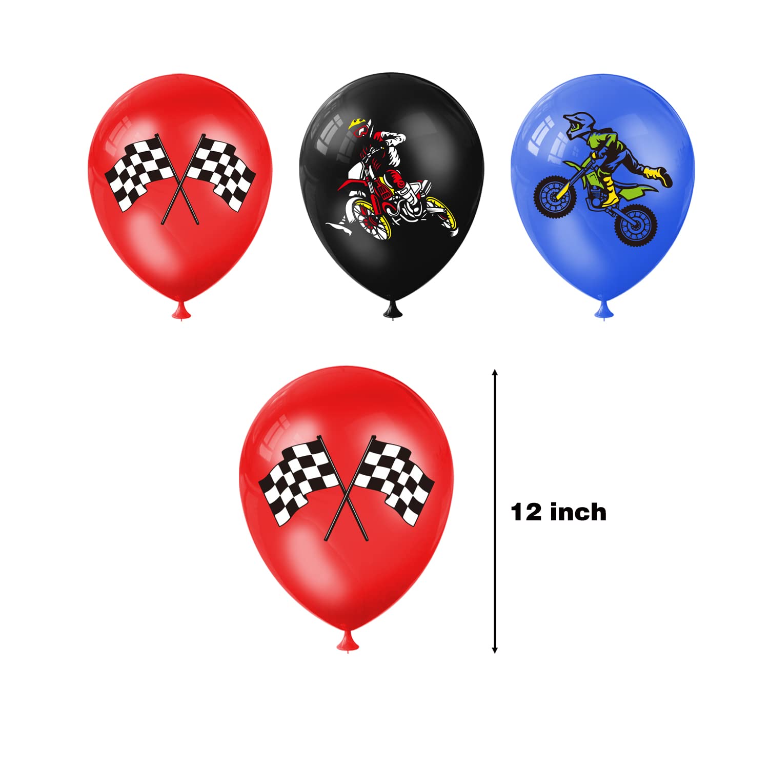 Dirt Bike Birthday Party Decorations for Boys - Motorcycle Themed Banner, Backdrop, Tablecloth, Balloons, Cake & Cupcake Toppers, 7