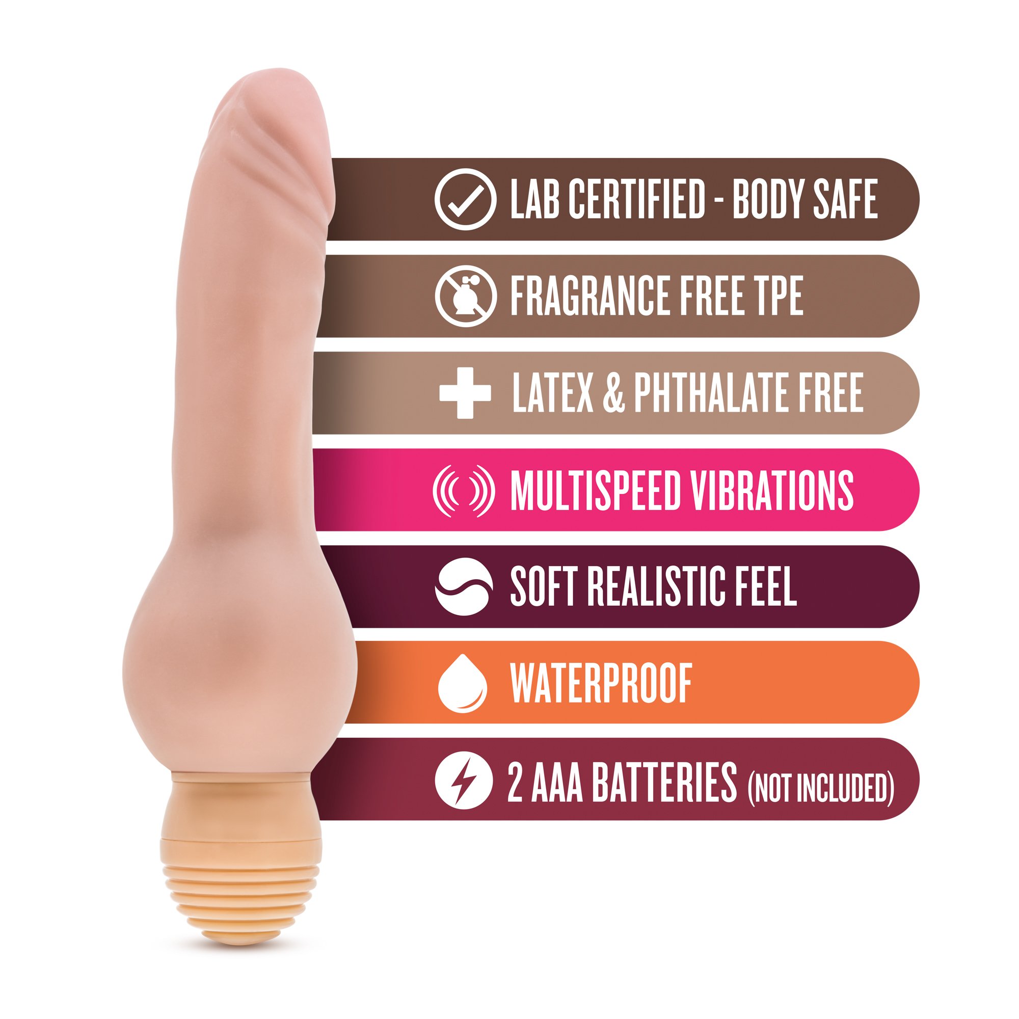 Blush Novelties 6.5 Inch Realistic Curved Vibrating Dildo - Waterproof Silicone Adult Sex Toy for Women - Multi-Speed G-Spot Stimulator with Wide Base for Hands-Free Play (Pink) - Perfect for Solo Play, Couples & BDSM Scenes