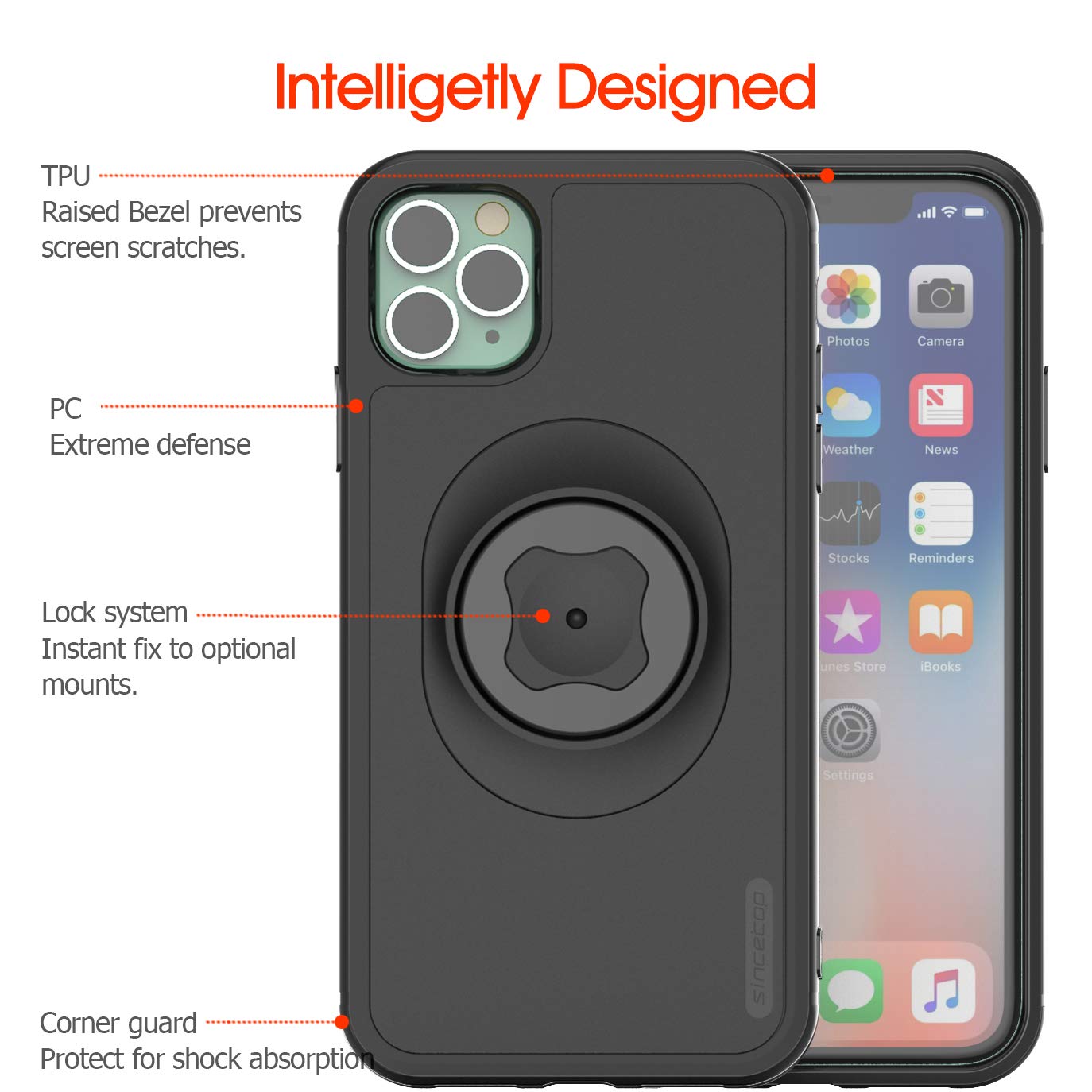 Shockproof 360° Rotatable Quick Release Bike Phone Mount Holder for iPhone 11 Pro - Compatible with Bicycle, Mountain Bike, Road Bike, MTB, eBike Handlebars - Perfect for Cycling, Commuting & Outdoor Adventures