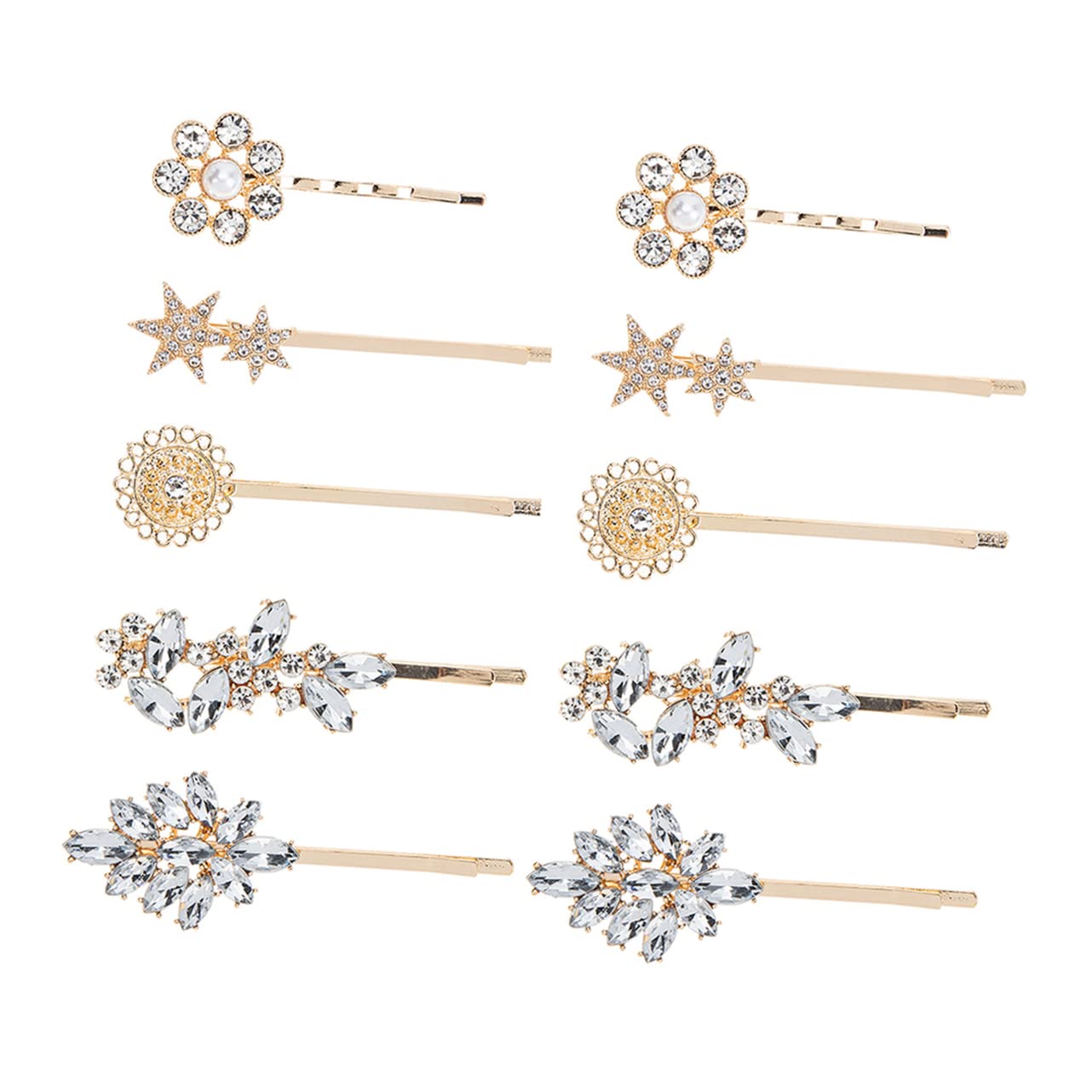 Elegant Women's Diamond Hair Clips Set - 2 Pack Star & Leaf Hairpins, Sunflower Crystal Barrettes for Wedding, Party & Everyday Use
