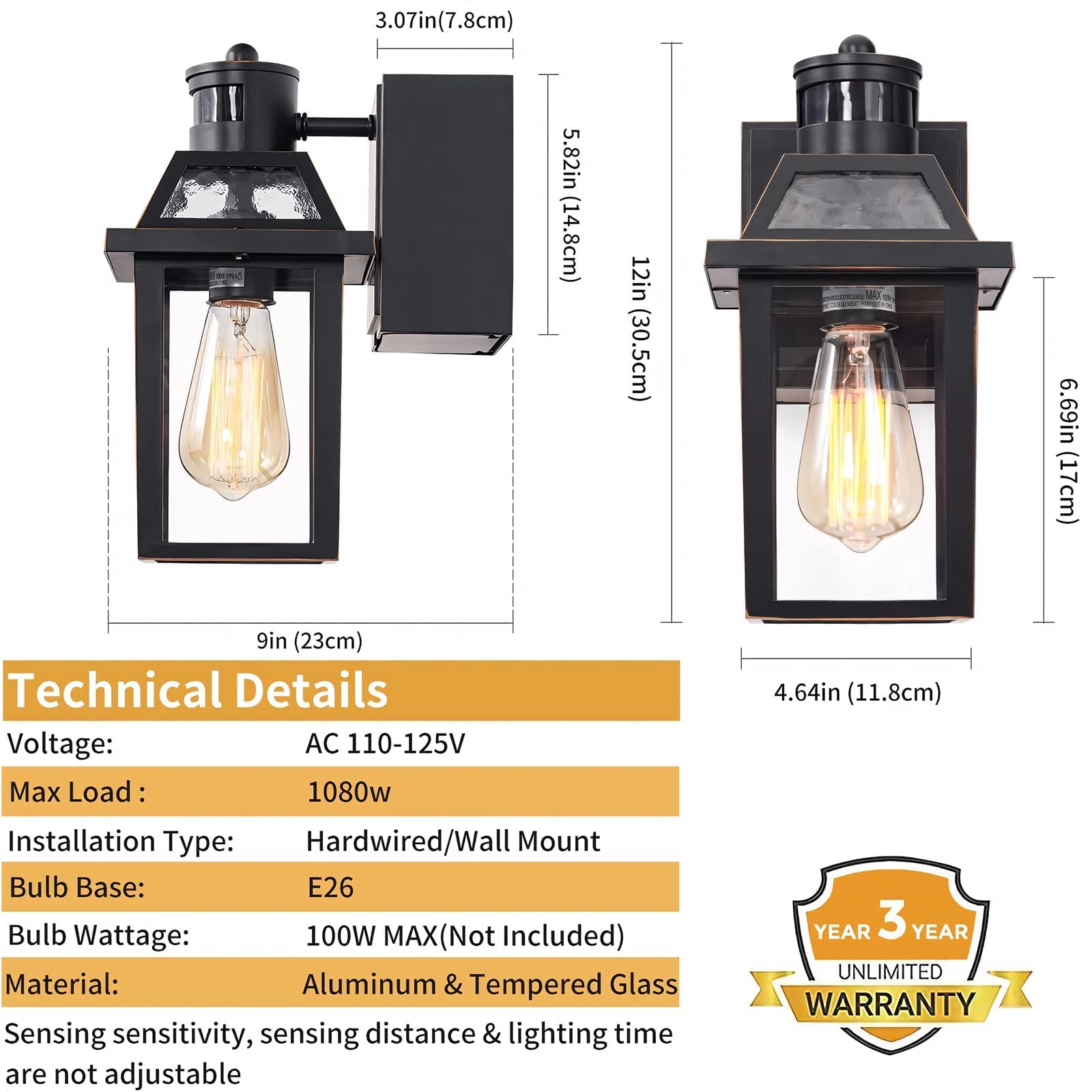 Waterproof Porch Lights with GFCI Outlet - Dusk to Dawn Outdoor Lighting Fixture with 3 Modes for Front Door, Patio & Garage | Energy-Efficient Exterior House Lights for Safety & Ambiance