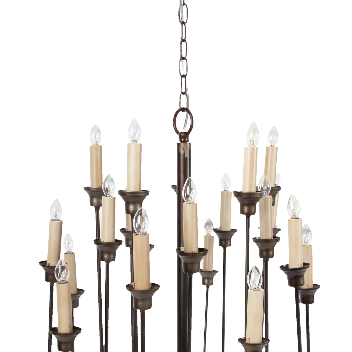 Benzara BM187943 Traditional Decorative Metal Chandelier with Multiple Candles - Bronze & Cream Finish - Perfect for Dining Room, Living Room, or Bedroom Lighting