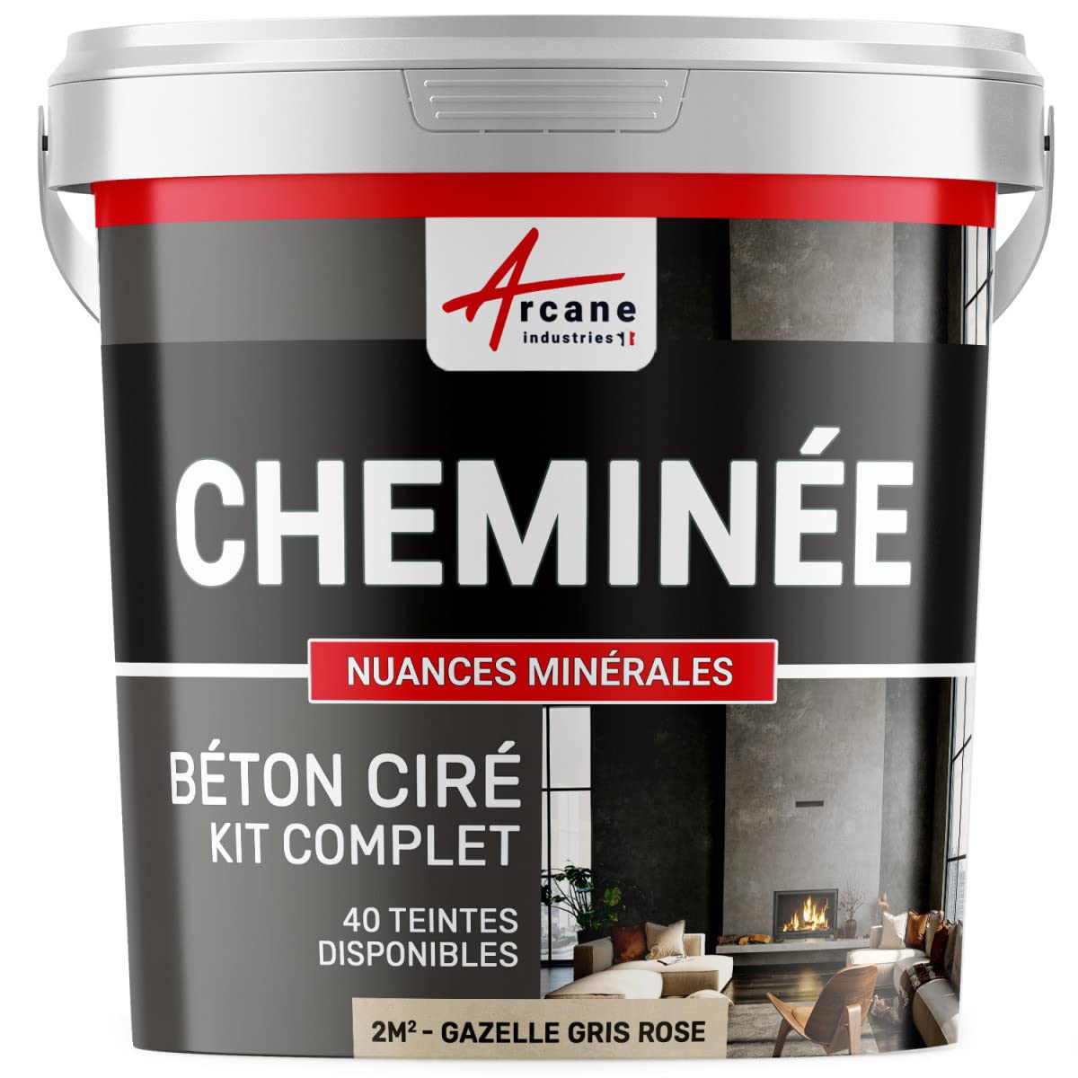 Polished Concrete Fireplace Kit - 2 m² (2 Layers) Gray Pink Gacela - ARCANE INDUSTRIES | DIY Home Renovation & Modern Fireplace Upgrade