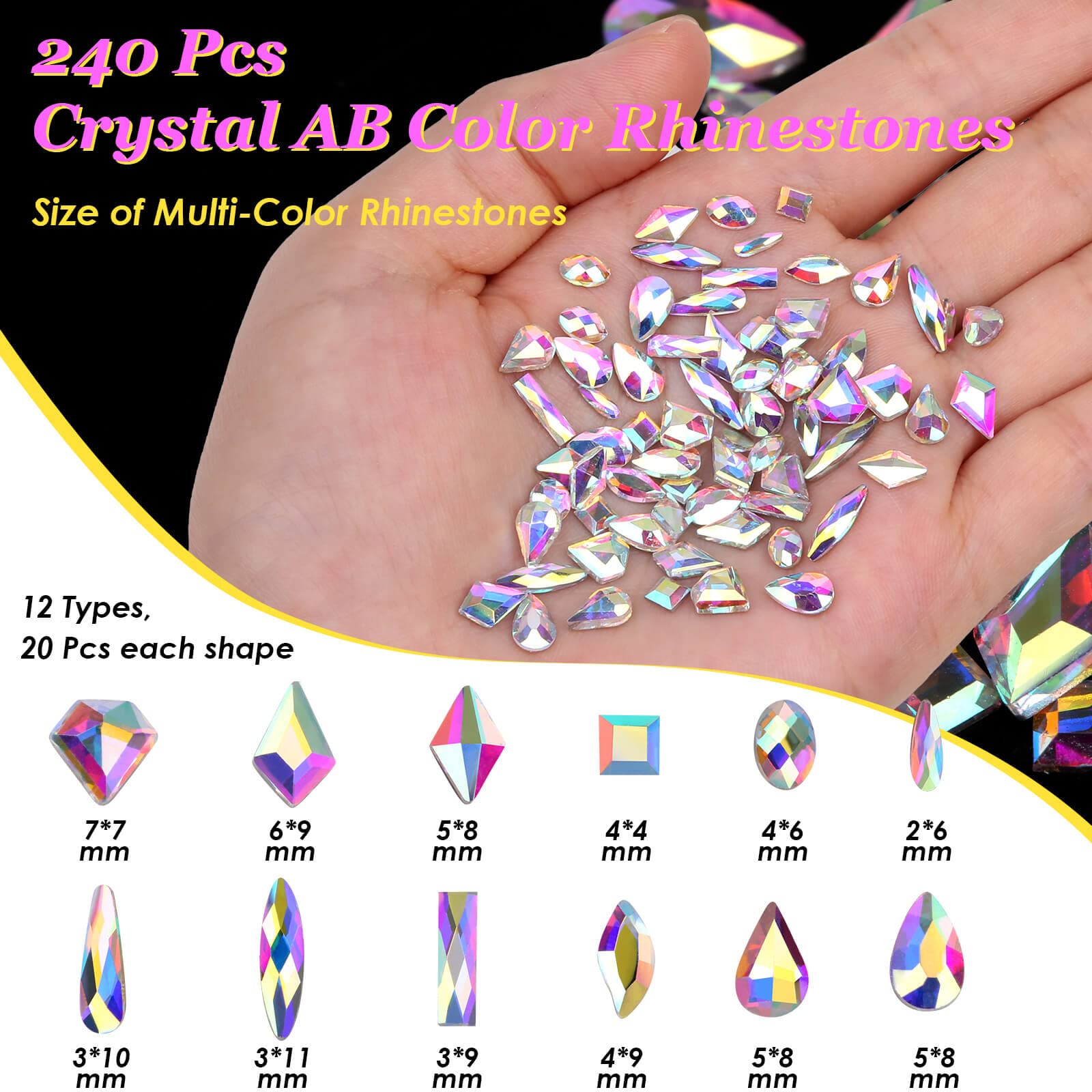 Anezus 4728Pcs Nail Gems with Crystals Rhinestones - Nail Art Supplies Kit with Pickup Tool Pen for Nail Decoration, Makeup, Clothes & Shoes | Perfect for DIY Manicures, Fashion Accessories & Craft Projects