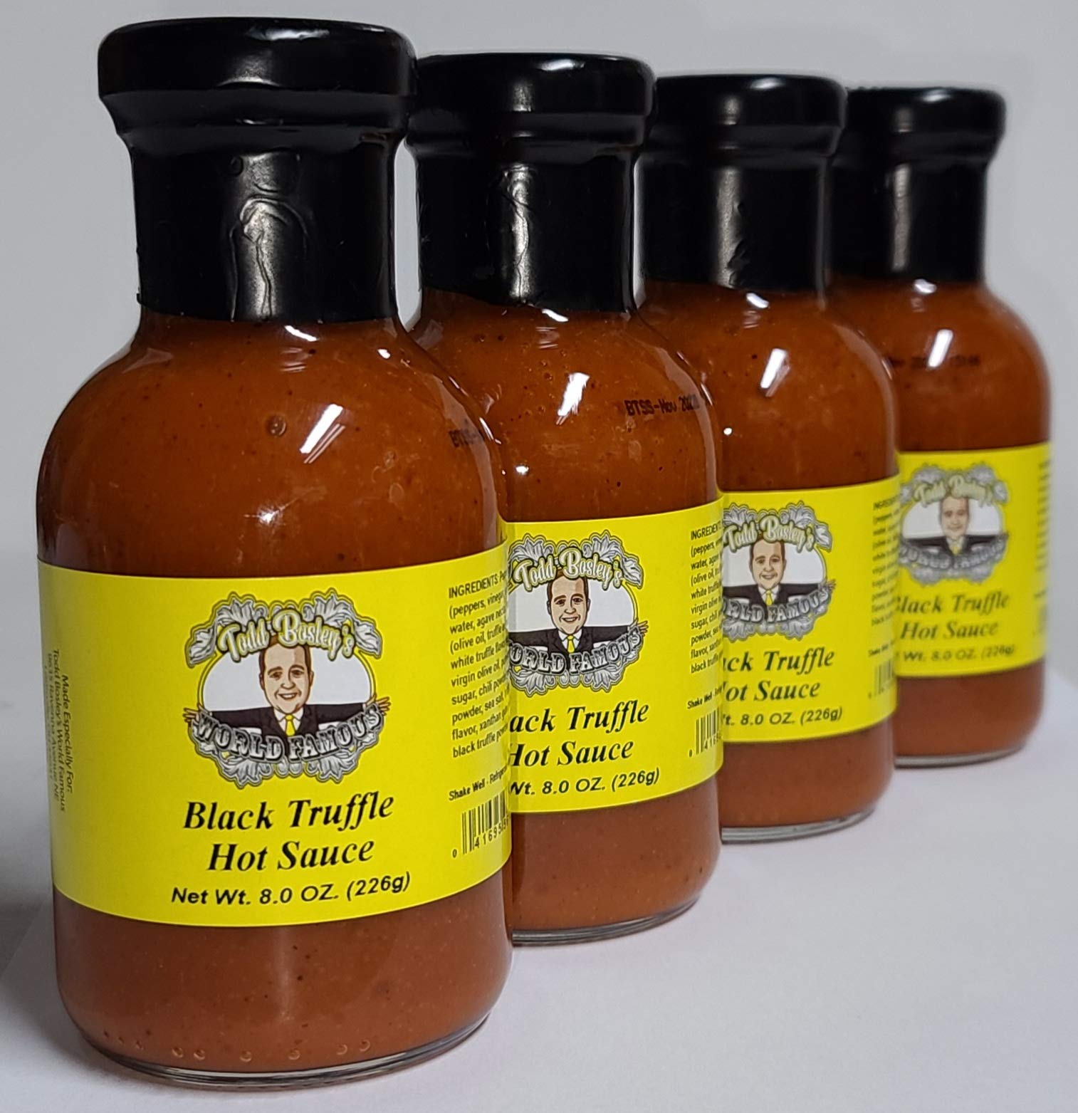 Todd Bosley's World Famous Black Truffle Hot Sauce - Gourmet Spicy Sauce with Real Truffles (4 Pack) - Perfect for Pizza, Pasta, Burgers & Gourmet Cooking