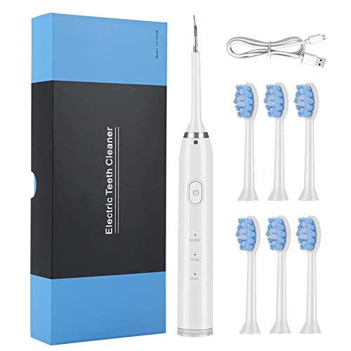 Simayixx Electric Toothbrush with 6 Replacement Heads - Teeth Whitening, Tartar Removal & Oral Care - Hands-Free Mouth Cleansing for Home & Travel (White) - Perfect for Daily Dental Hygiene & Gifts