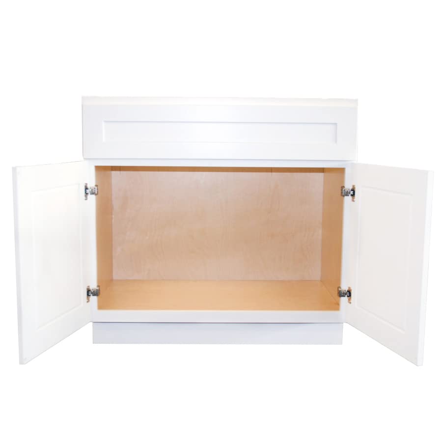 Shaker Style White Vanity Cabinet 30 Inch - Ready to Assemble Bathroom Sink Base with Soft Close Doors (21