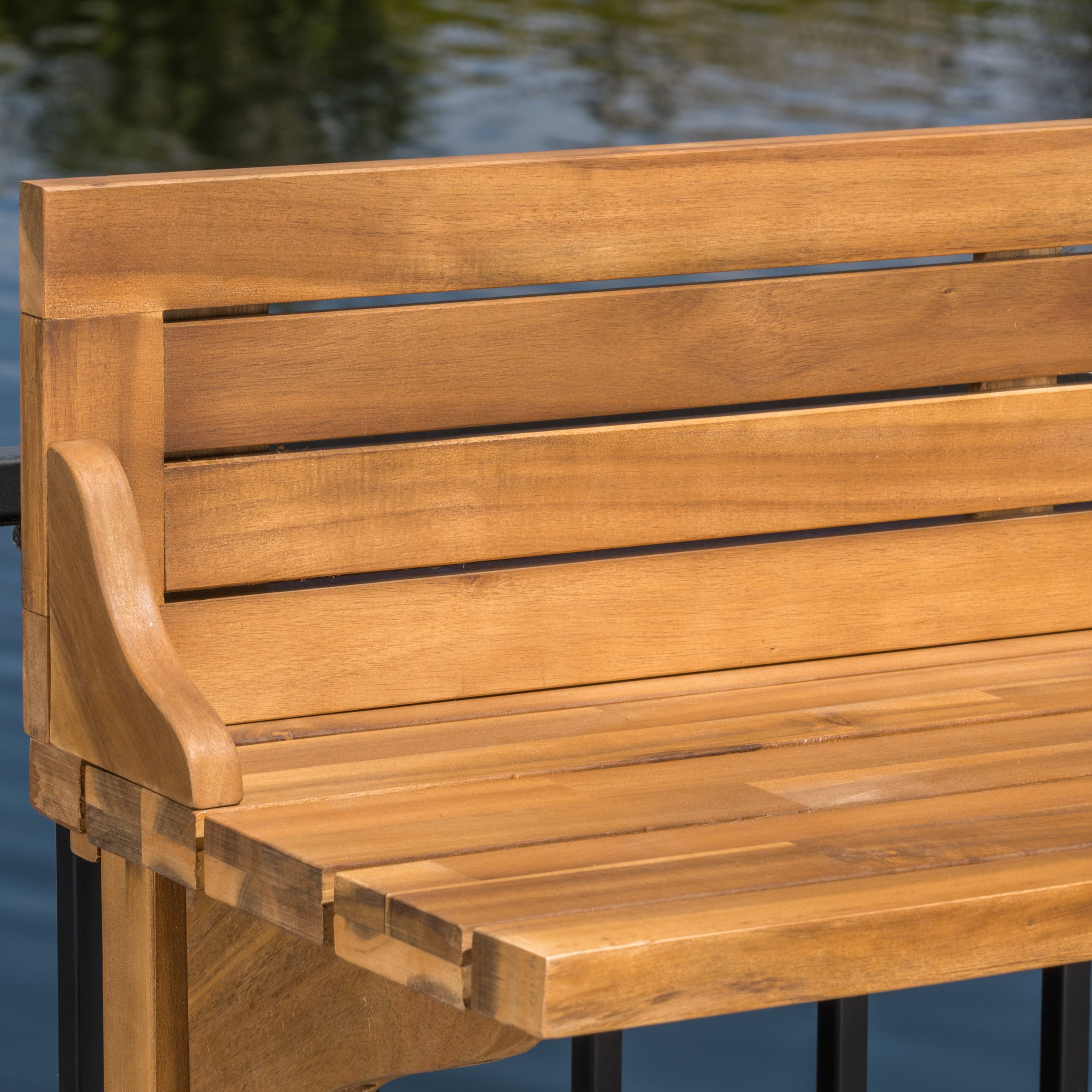 Acacia Wood Outdoor Bar Table for Balcony - Natural Stained Finish - Perfect for Patio, Deck & Poolside Entertaining