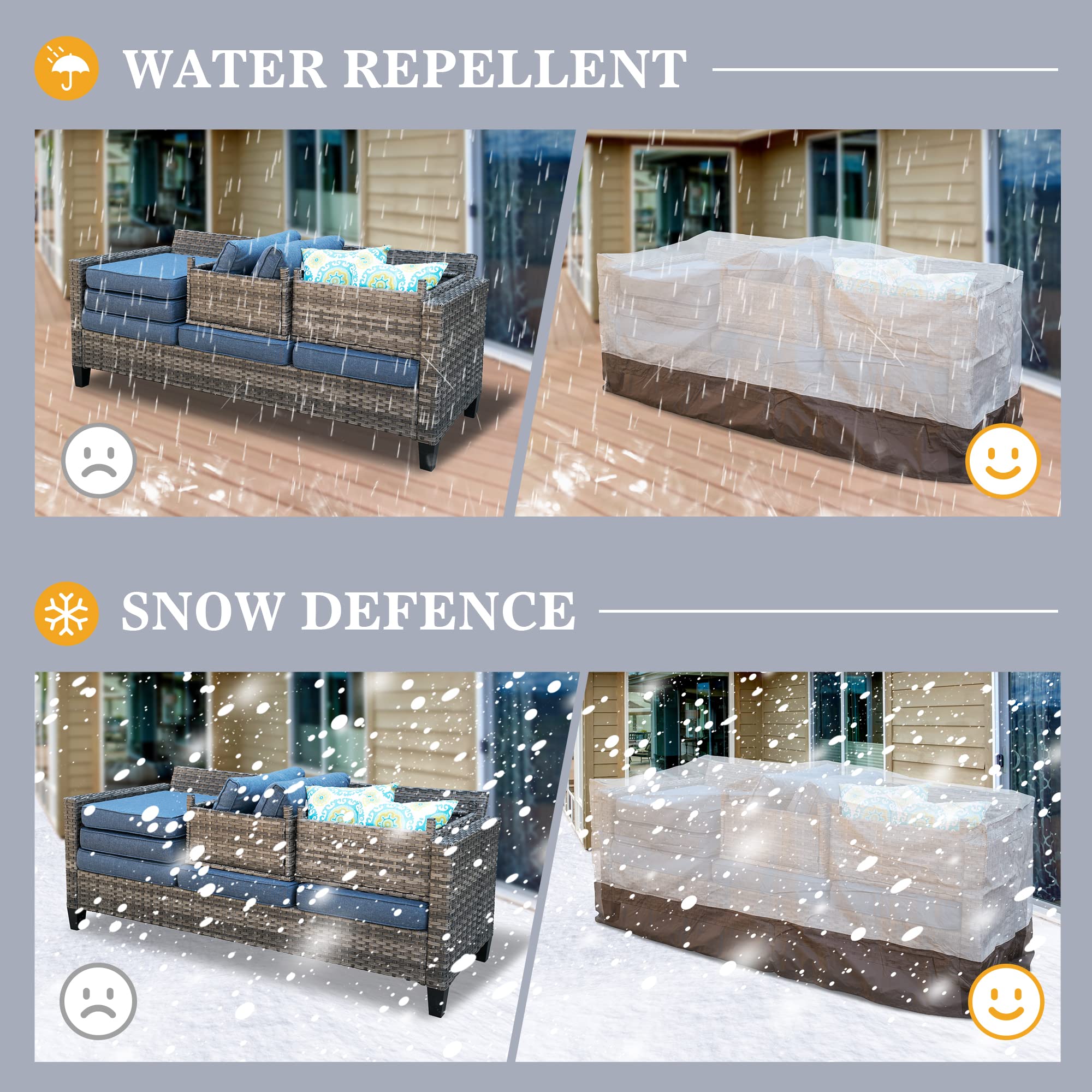 Waterproof Outdoor Sectional Sofa Cover - OVIOS Patio Furniture Protector 78