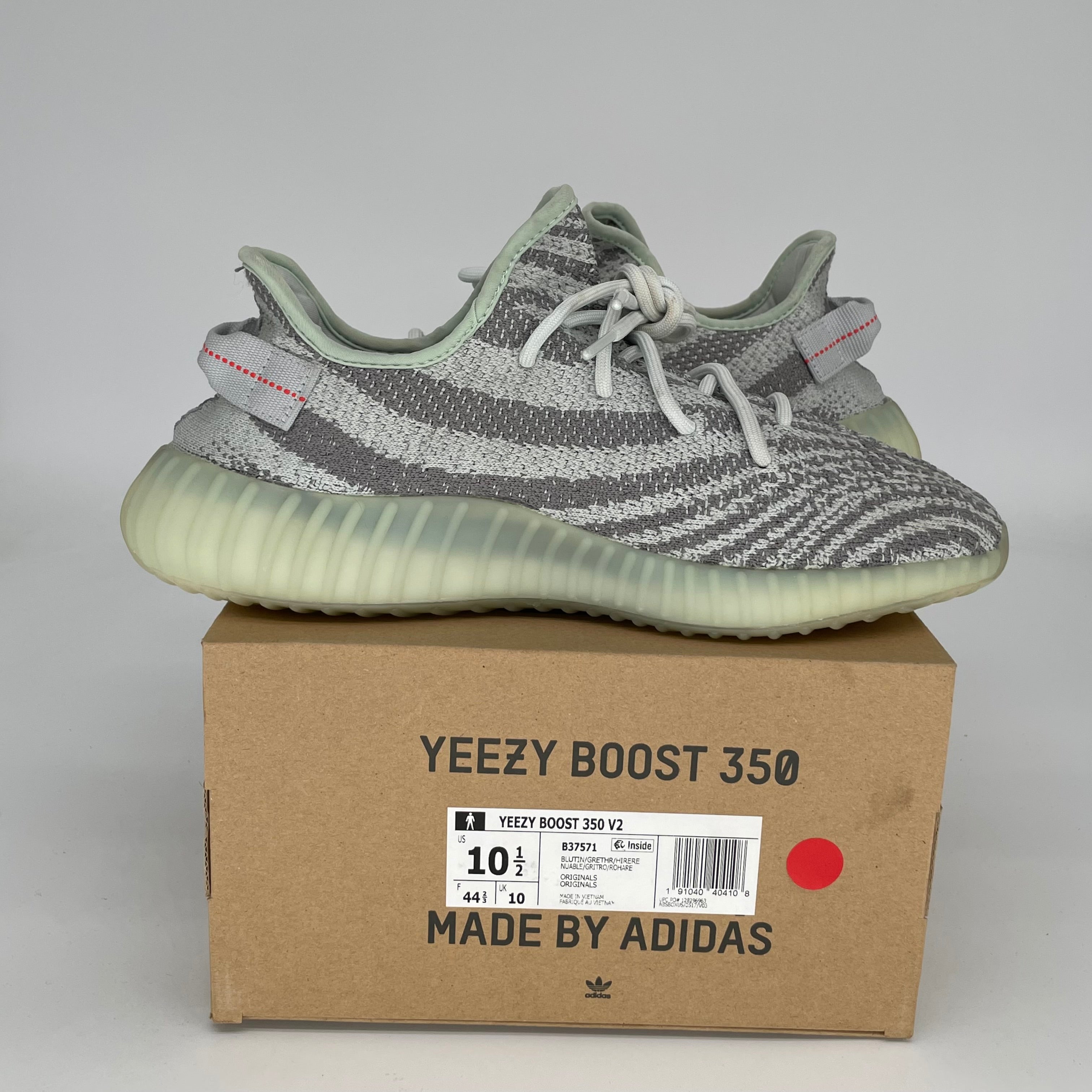 Adidas Yeezy Boost 350 V2 Blue Tint Sneakers - Men's Size 10.5 (B37571) | Comfortable Running Shoes for Casual Wear & Street Fashion
