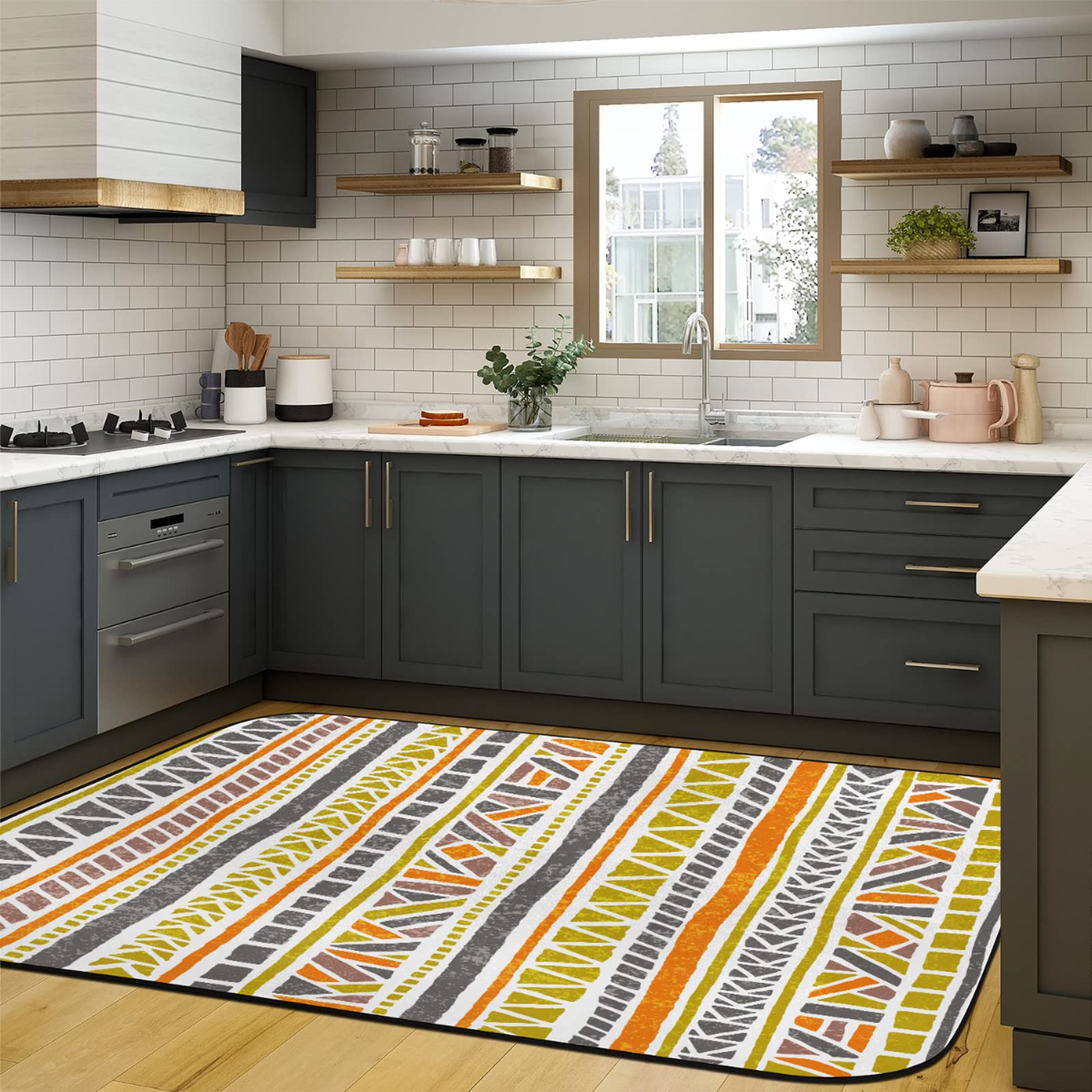 5x7 Ancient Egyptian Symbol Area Rug - Stain Resistant, Non-Slip Rubber Backing for Living Room, Nursery & Playroom - Large Floor Carpet Home Decor (5' x 7') | Perfect for Boho Decor, Kids' Spaces & High-Traffic Areas
