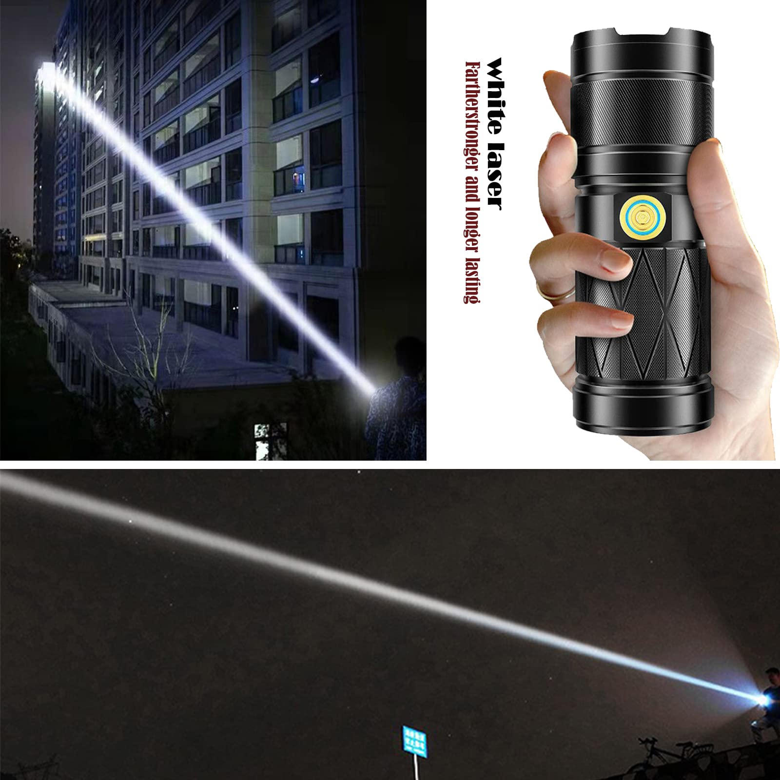 120,000 Lumens Super Bright LED Flashlight - Rechargeable Tactical Flashlight, High Lumens Zoomable Waterproof Flashlight for Camping, Hiking, Emergencies & Outdoor Adventures