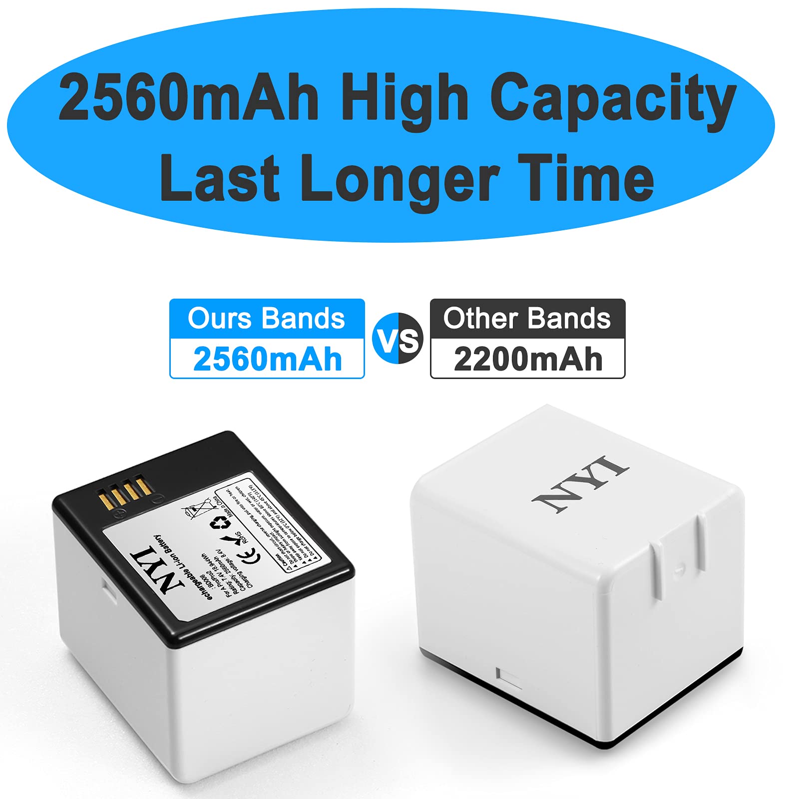 Upgraded 2560mAh 7.2V Rechargeable Lithium Battery Pack with Charger - Compatible with Arlo Pro & Arlo Pro 2 Security Cameras - 2 Batteries & Charger Set for Home Surveillance System