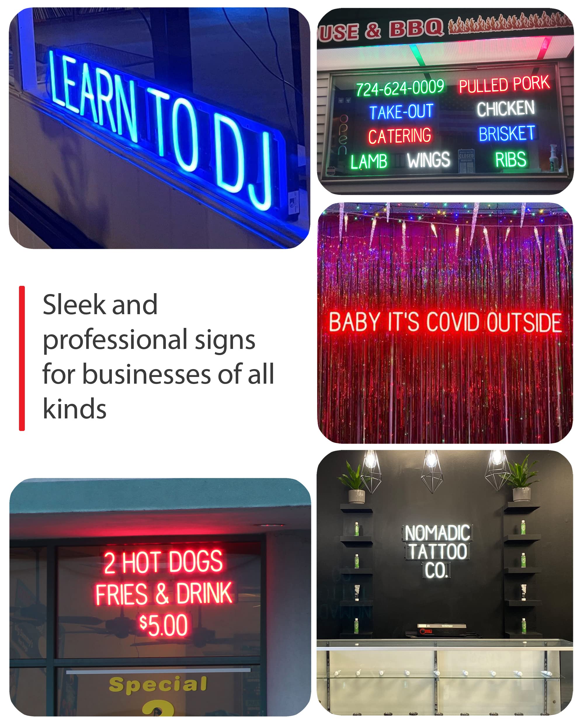 SpellBrite Hamburgers LED Neon Sign - 40x6.3 Inch Blue Light Up Restaurant Decor for Diners, Bars & Cafes - Perfect for Wall Decor, Retro Themed Parties & Business Branding