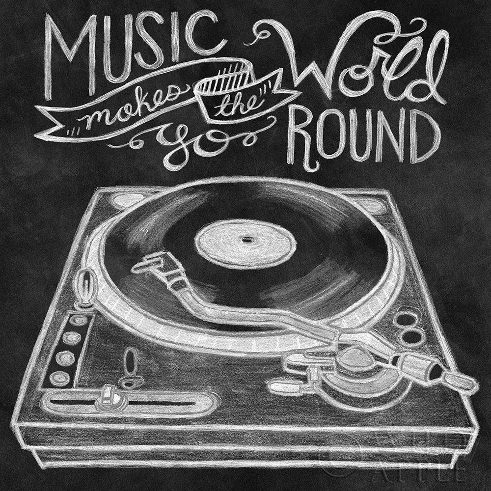Vintage Retro Record Player Chalk Art Print by Mary Urban - 12x12 Inch Wall Decor Poster for Music Lovers & Vinyl Collectors - Perfect for Bedroom, Living Room or Music Studio Decor