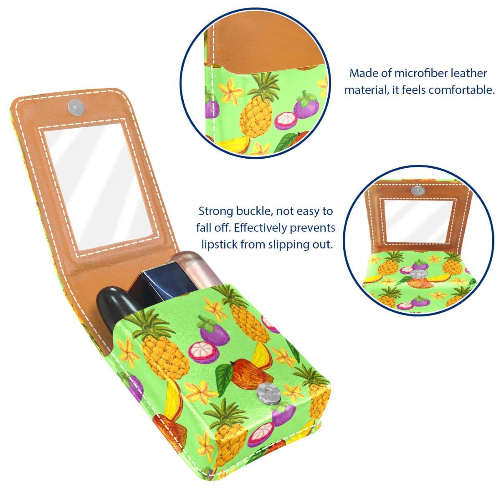 Personalized Lipstick Case - Portable Makeup Bag & Cosmetic Pouch Organizer with Tropical Pineapple Mango Design | Perfect for Travel, Daily Use & Gift Giving