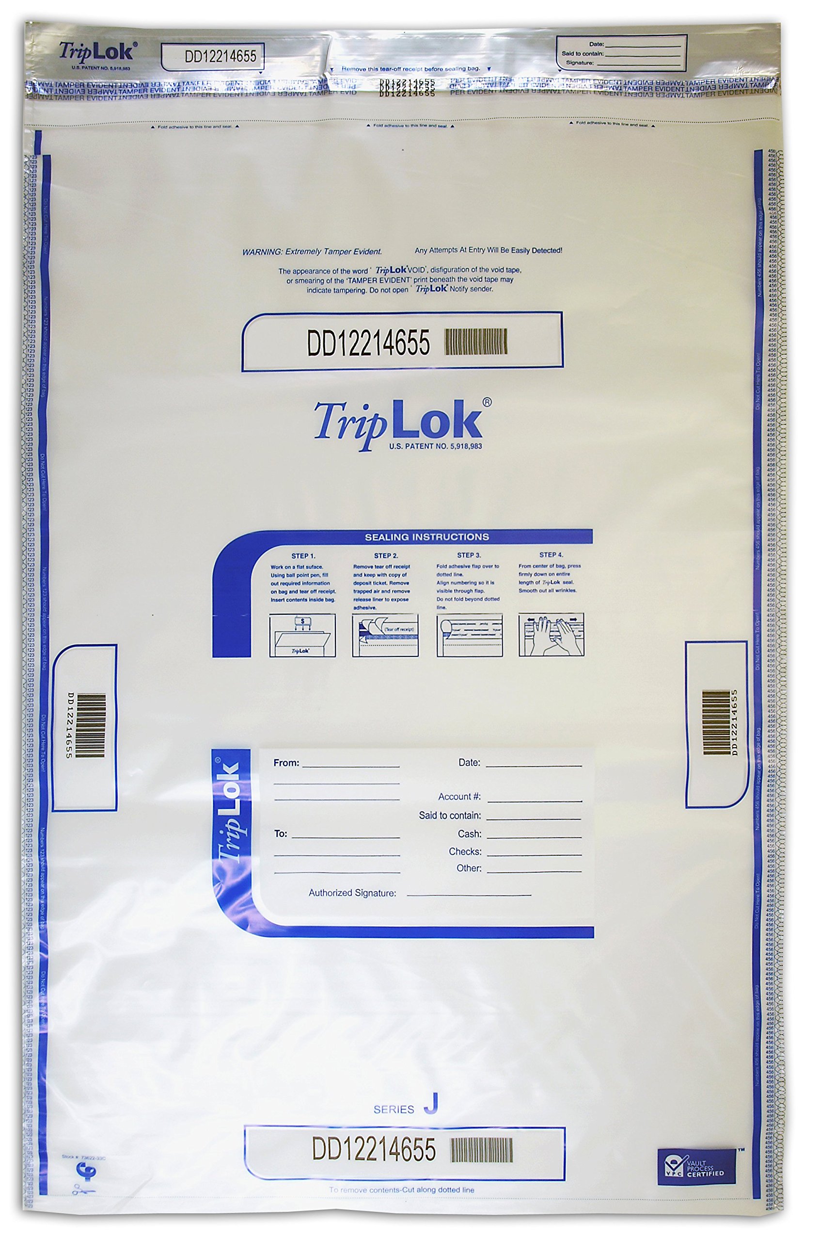 22 x 33 Inch Clear Heavy-Duty TripLok Deposit Bags - 100 Pack for Bank Cash Deposits, Retail Store Safekeeping & Business Money Storage