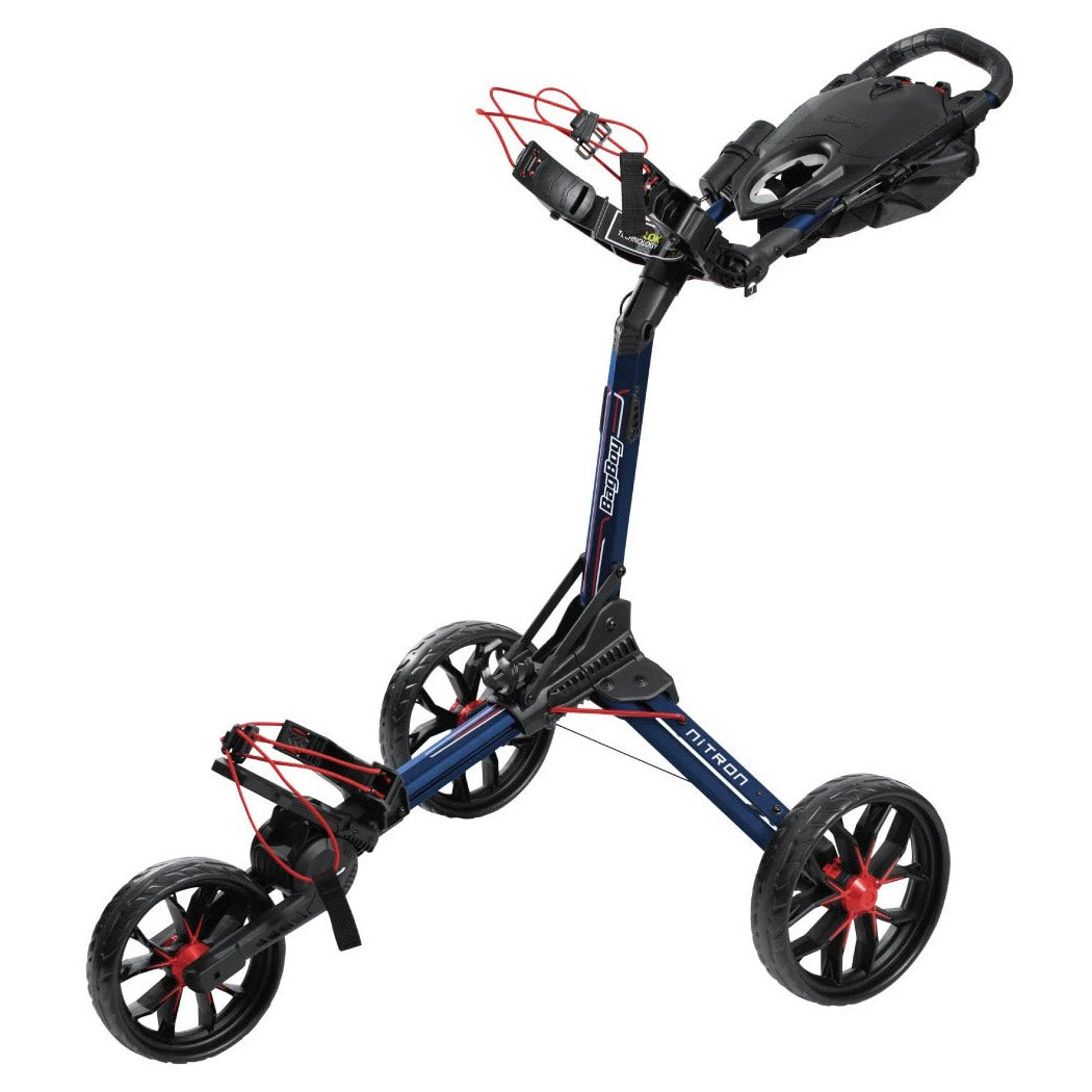 Bag Boy Nitron Auto Open Pushcart - Lightweight Golf Push Cart with Automatic Opening, Easy Fold Design - Perfect for Golfers on the Go, Tournaments & Course Convenience