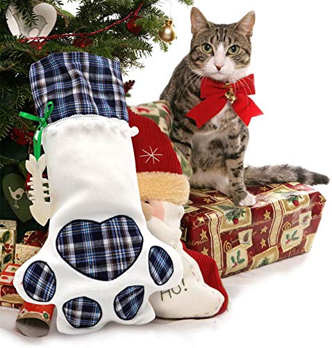 Large Christmas Stockings for Gifts & Decor - Rustic Holiday Stocking with Xmas Tree Design - Family Holiday Decorations for Fireplace, Mantel & Festive Home Decor (Style 3)