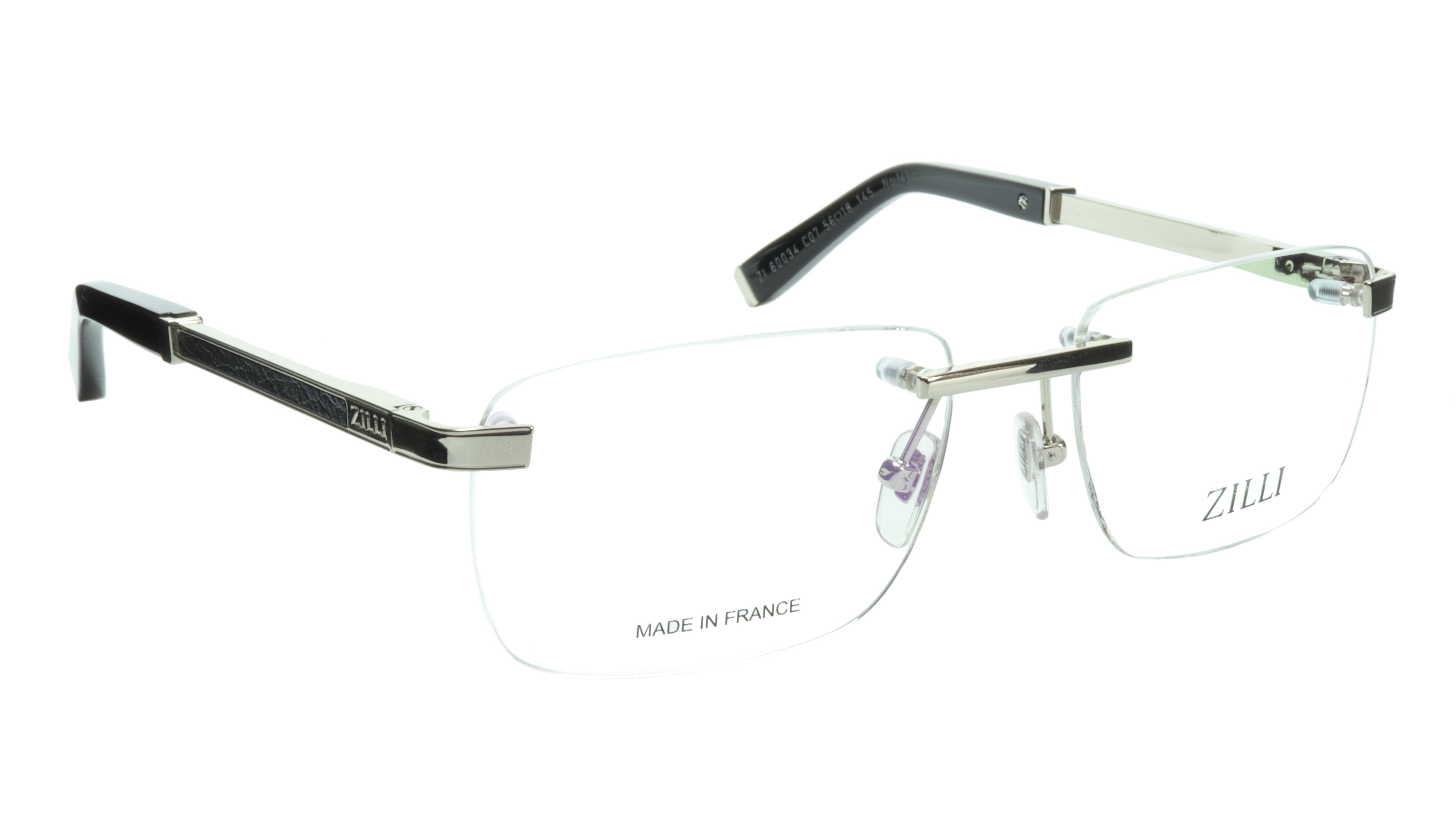 ZILLI Titanium Acetate Eyeglasses Frame - Silver French Made ZI 60034 C07 | Lightweight & Durable Glasses for Work, Reading & Fashion