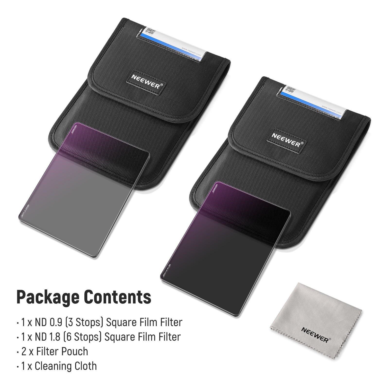 NEEWER 2 Pack ND0.9 (3 Stops) & ND1.8 (6 Stops) Square Neutral Density Filters for DSLR Camera Photography - Perfect for Landscape, Long Exposure & Video Shooting