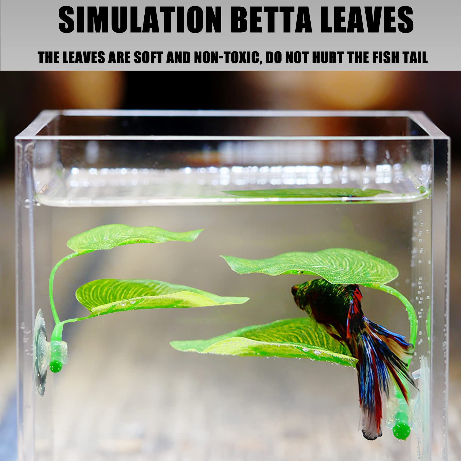 4pcs Betta Fish Leaf Pad Hammocks with Suction Cups - Double Leaf Design for Natural Habitat Simulation - Lightweight Spawning & Resting Bed for Betta Fish - Perfect for Aquarium Breeding & Relaxation