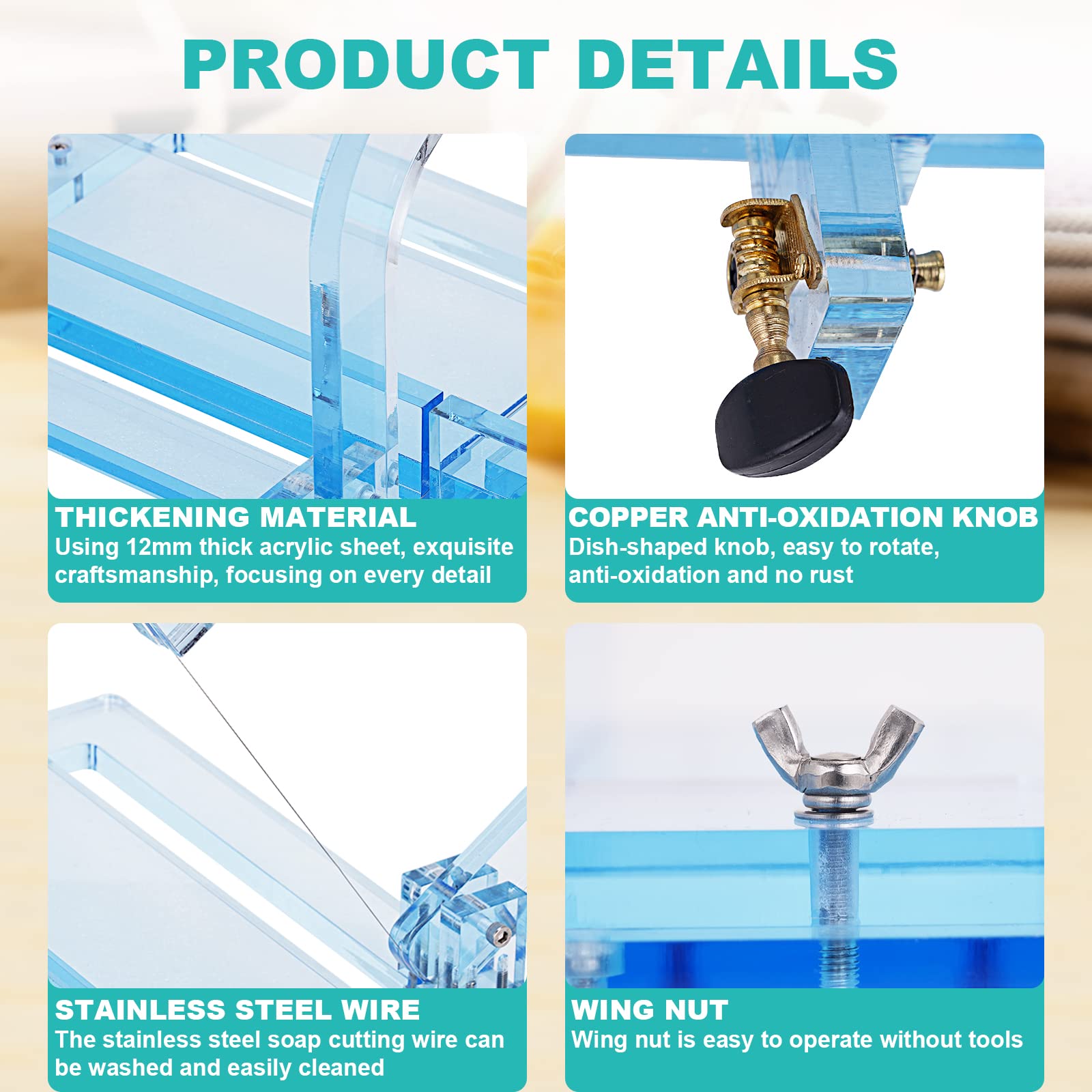 Premium Acrylic Soap Cutter - Stainless Steel Wire Soap Slicing Tool for Handmade Soap Making (Light Blue) | Perfect for DIY Soap Crafting, Bath & Body Products, and Home Spa Gifts