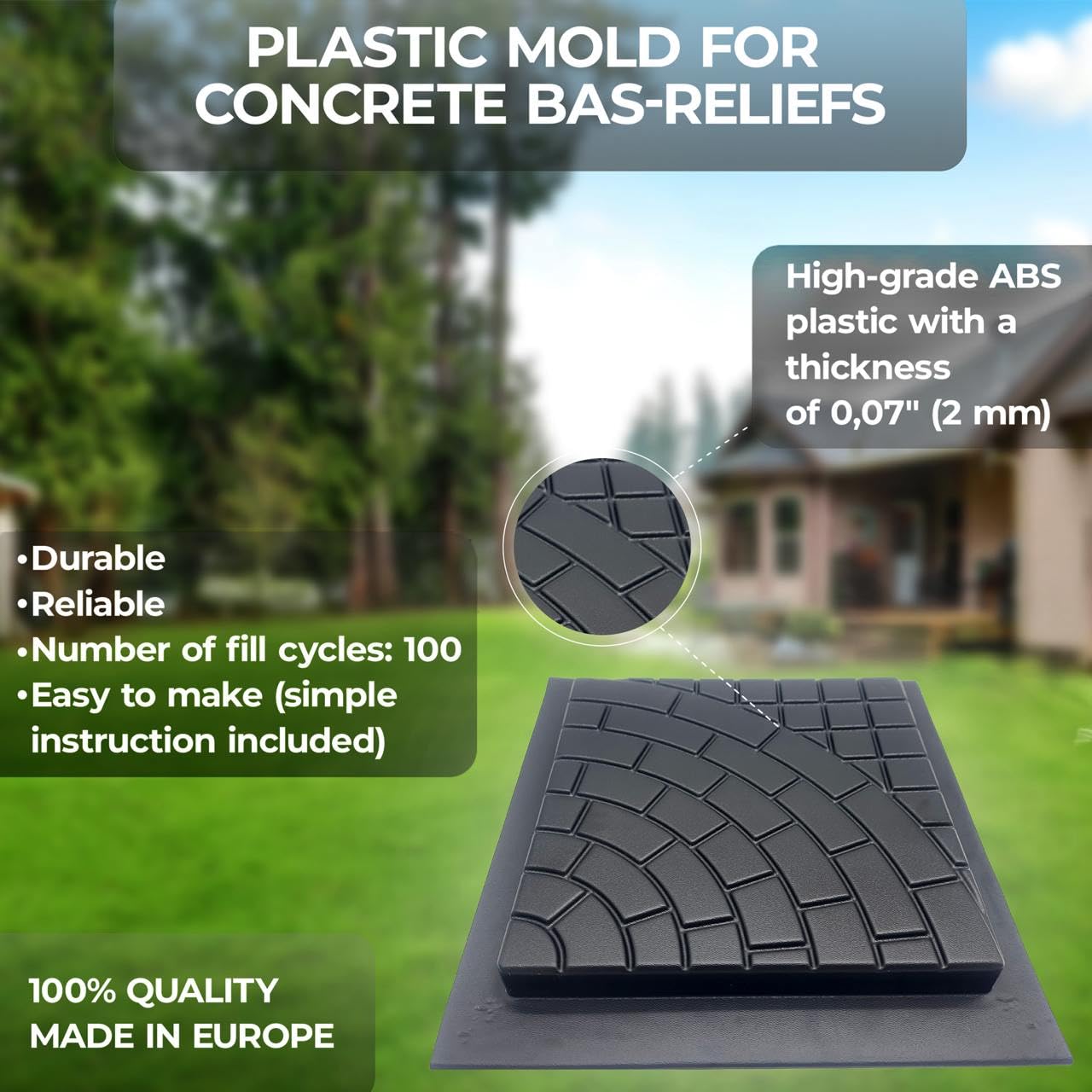 **4-Piece Large Plastic Concrete Molds Set for Patio Paving - Reusable Cobblestone Pathmaker & Walkway Stampcrete Forms - Perfect for DIY Garden Paths, Driveways & Landscaping Projects**