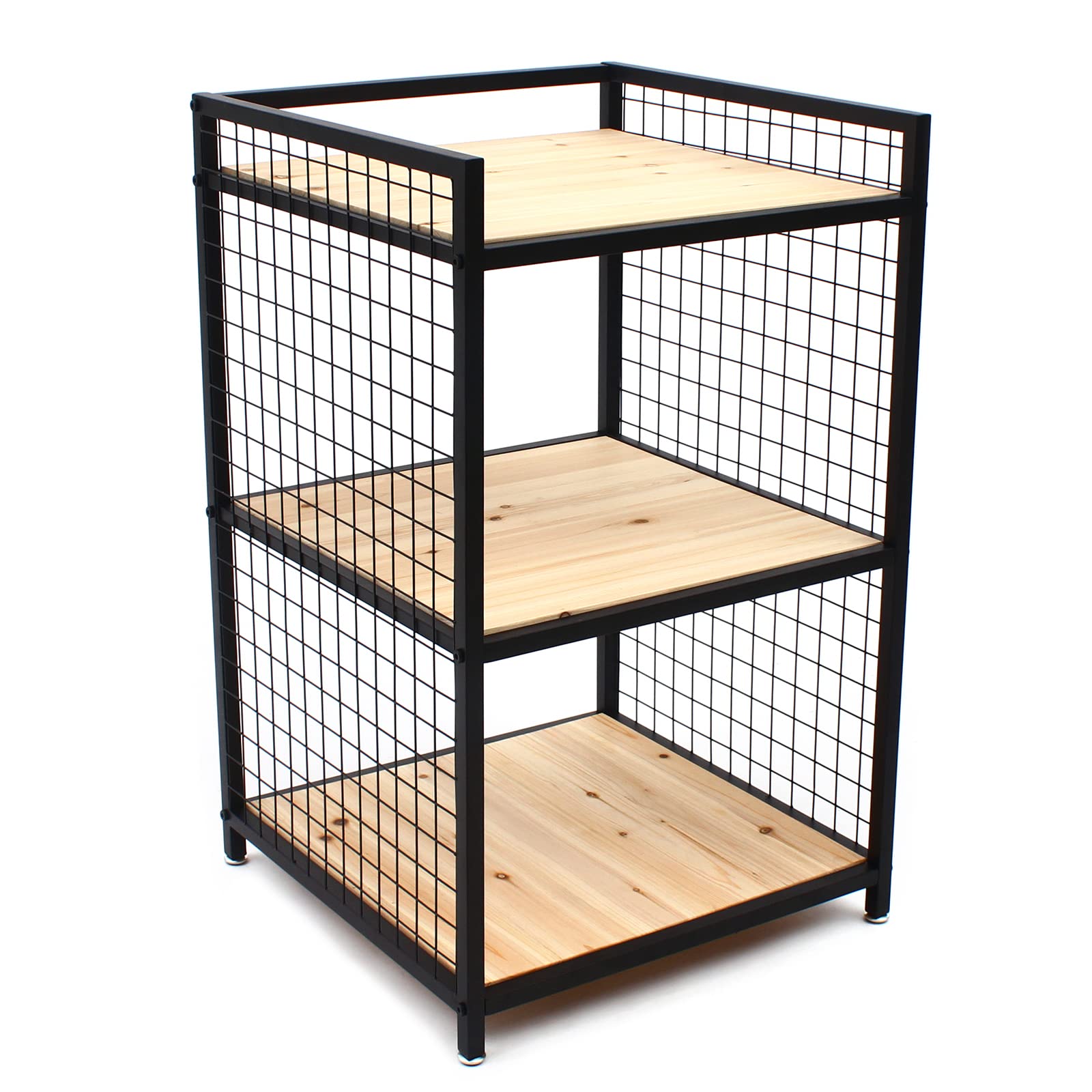 3-Tier Heavy Duty Metal Storage Shelf - Sturdy Wood & Metal Shelving Unit for Bathroom, Kitchen, Garage & Office Organization | Space-Saving Storage Solution for Home & Workspaces