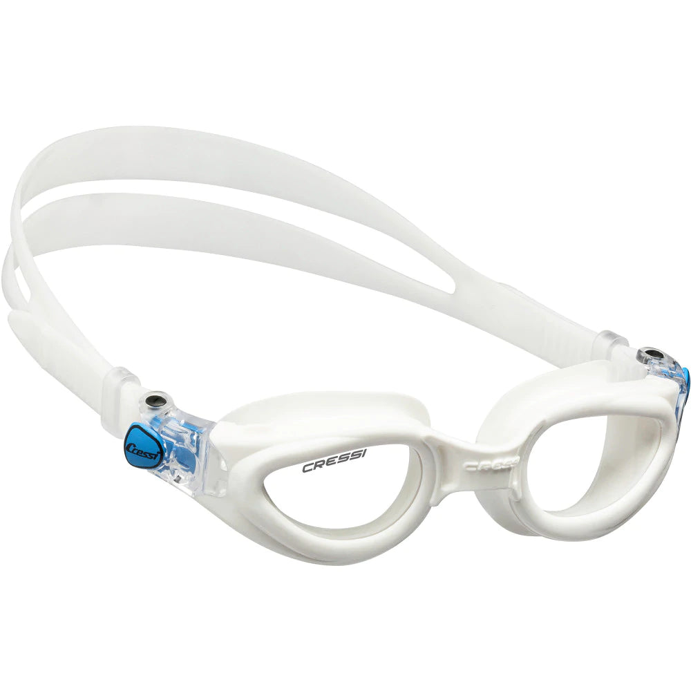 Cressi Rocks Snorkeling Mask - Anti-Fog Scuba Diving Goggles with Tempered Glass Lens for Men & Women - Perfect for Ocean, Pool & Beach Adventures (White/Blue)