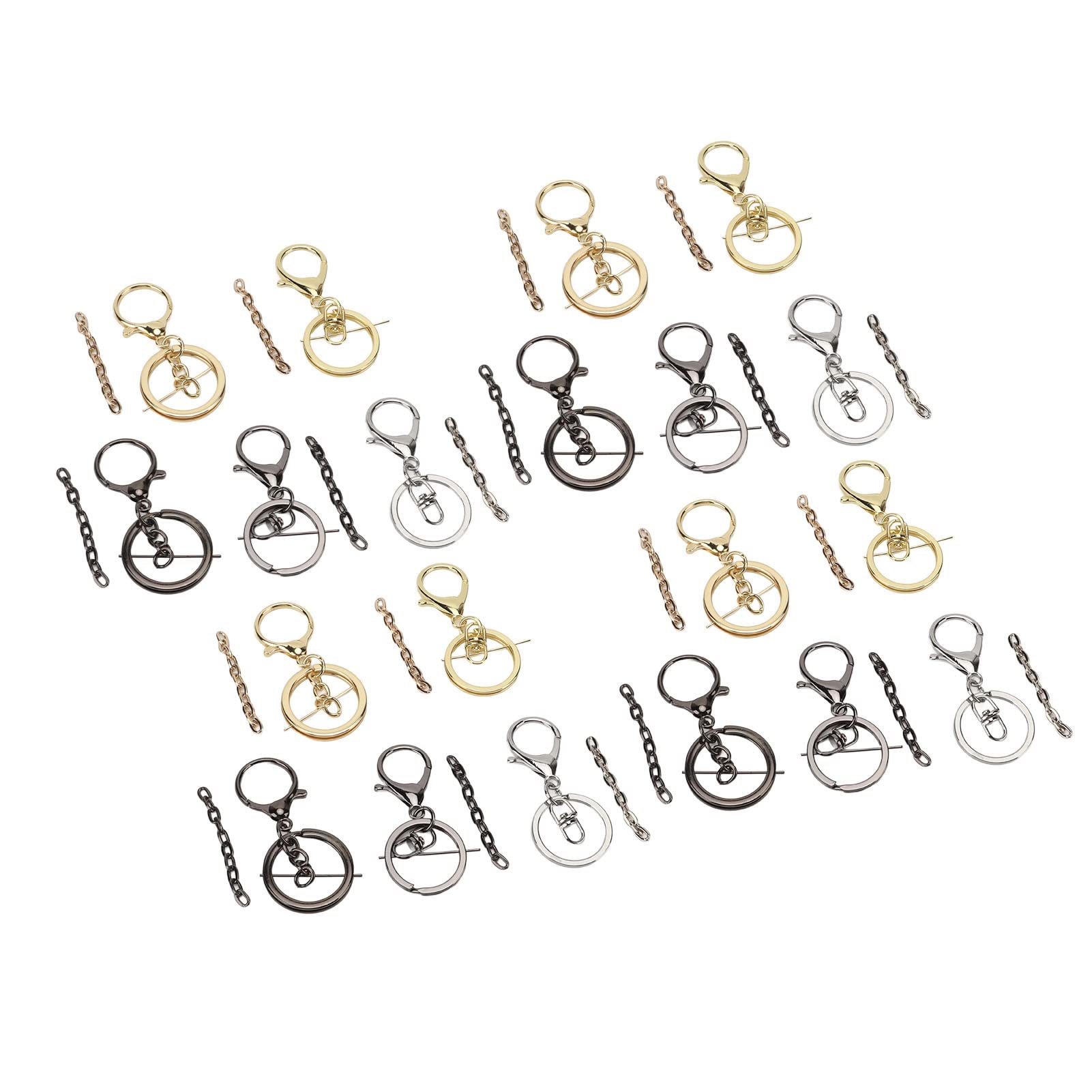 360° Rotatable Zinc Alloy Keychain Hooks - Shiny Glossy Metal Key Rings for Dog Collars, Pet Leashes & Backpacks | Durable Multi-Purpose Keychain Clips for Everyday Use