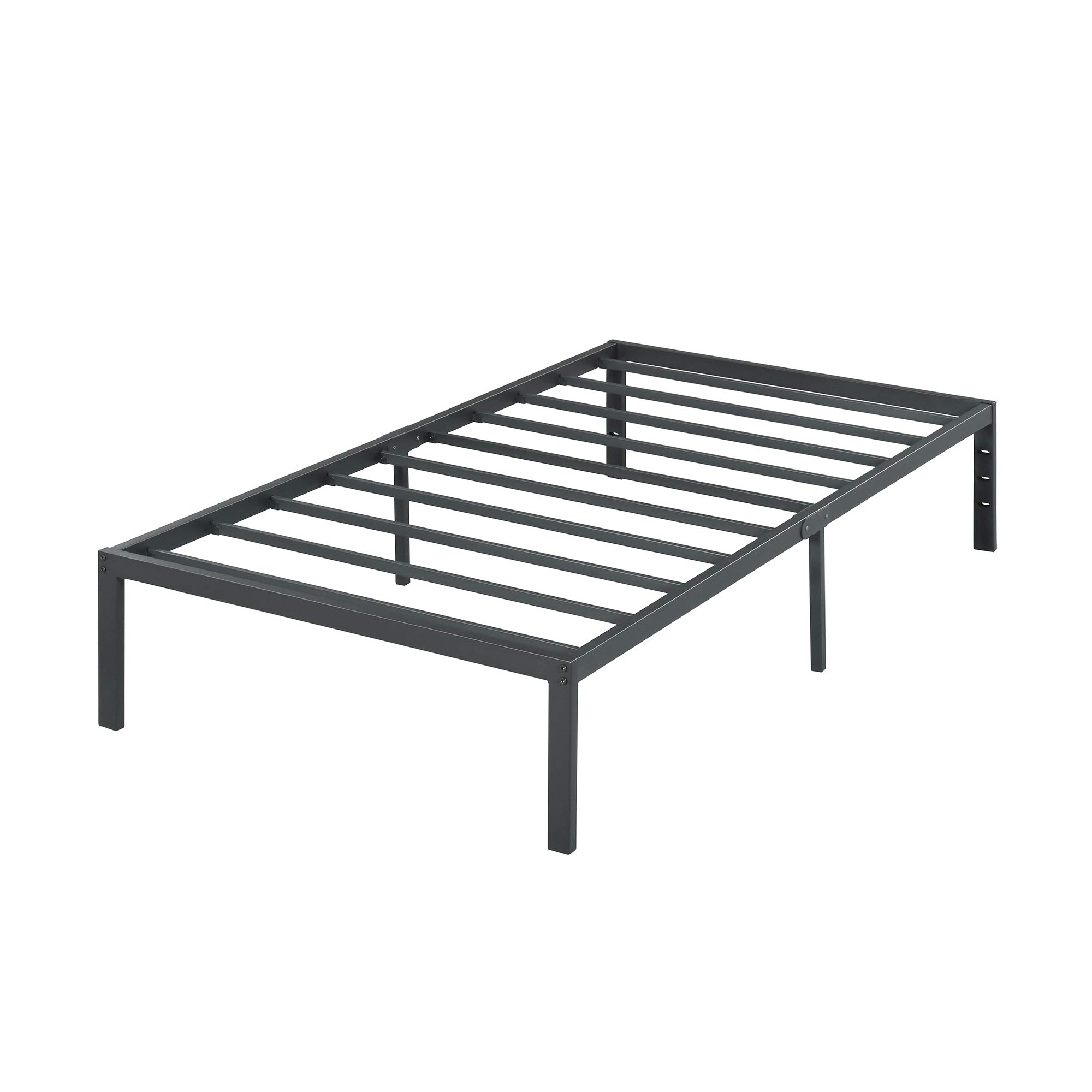 PrimaSleep 14 Inch Heavy Duty Steel Slat Anti-Slip Bed Frame - Noise Free Mattress Foundation with Maximum Storage, No Box Spring Needed - Twin Size Platform Bed for Small Spaces & Guest Rooms (Black)