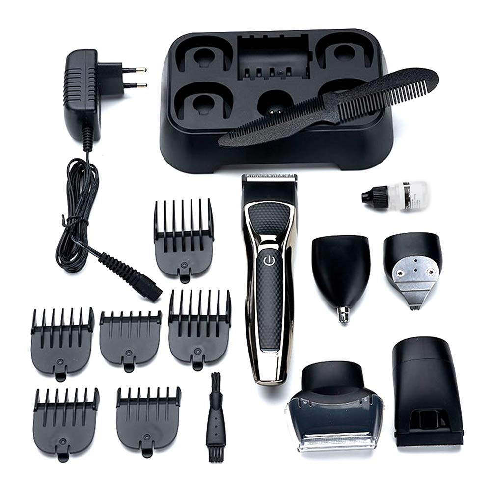 Professional Cordless 5-in-1 Men's Grooming Kit - Hair Clipper, Beard Trimmer, Mustache Trimmer, Body Groomer & Nose/Ear Trimmer - Waterproof for Easy Cleaning - Perfect for Home, Travel & Salon Use