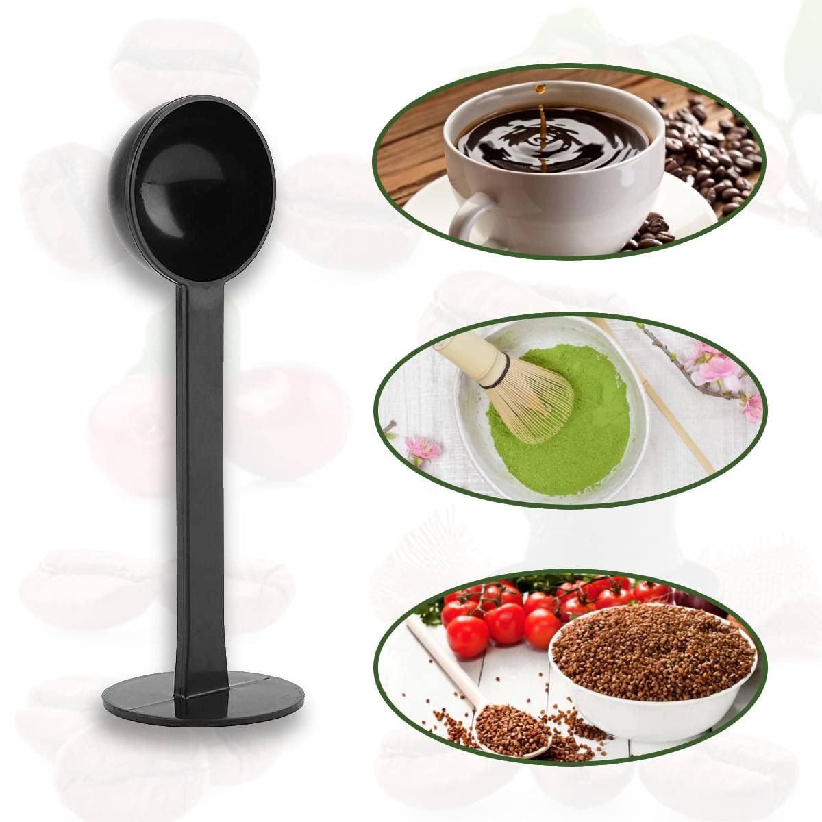 Premium Multifunctional Plastic Coffee Measuring & Tamping Spoon - Reusable Standing Coffee Scoop for Espresso, French Press & Drip Coffee - Perfect for Home Baristas & Coffee Shops (Household & Commercial Use)
