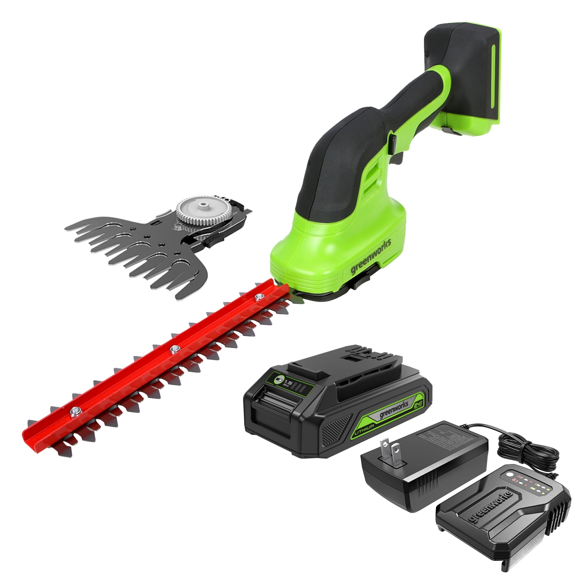 24V Cordless Shrub Trimmer with 1.5Ah Rechargeable Battery & Fast Charger - Perfect for Garden Landscaping, Yard Maintenance, and Hedge Trimming